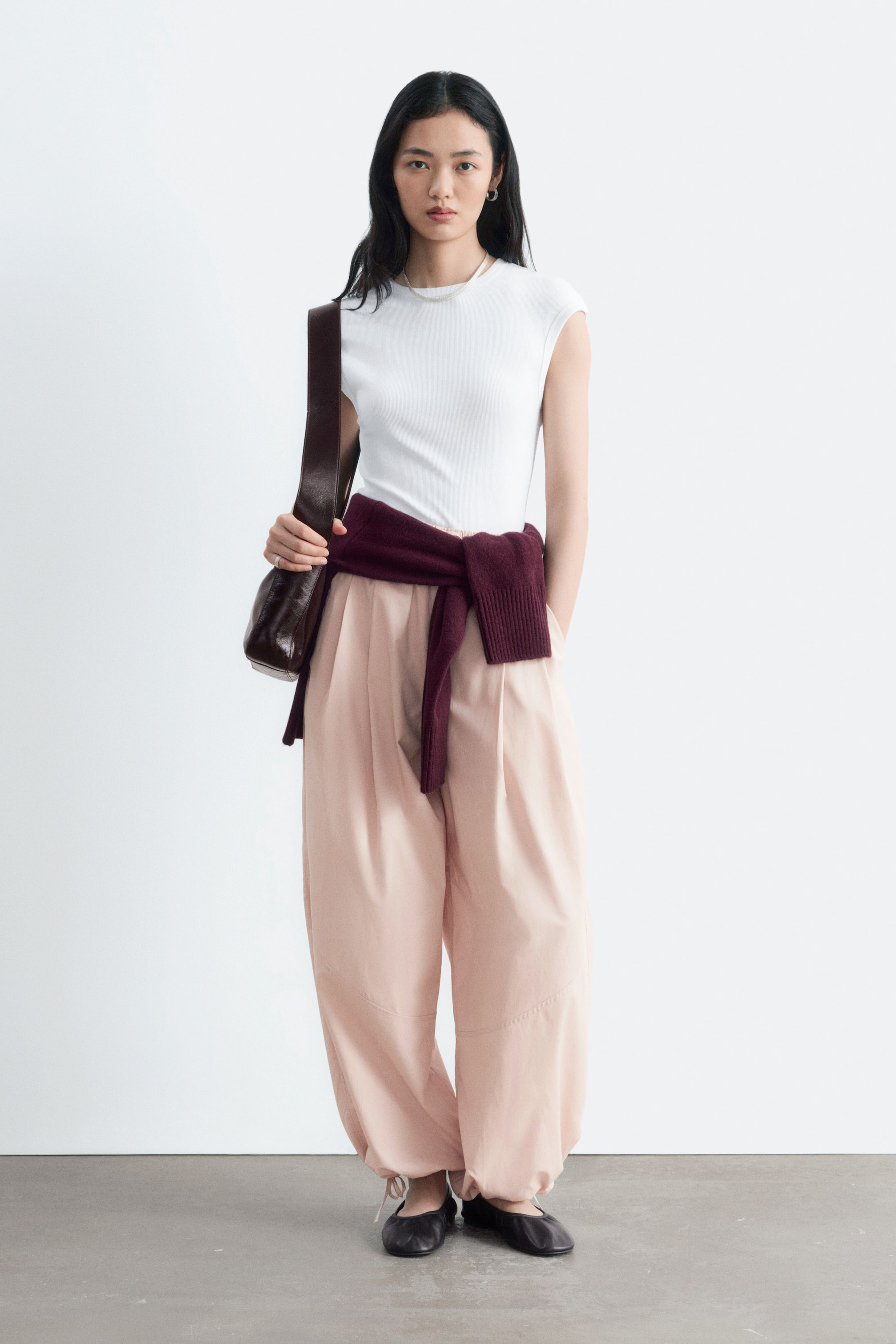 Ver imagen más grande: Pantalones tipo globo en algodón - Rosa empolvado - MUJER | H&M ES 1