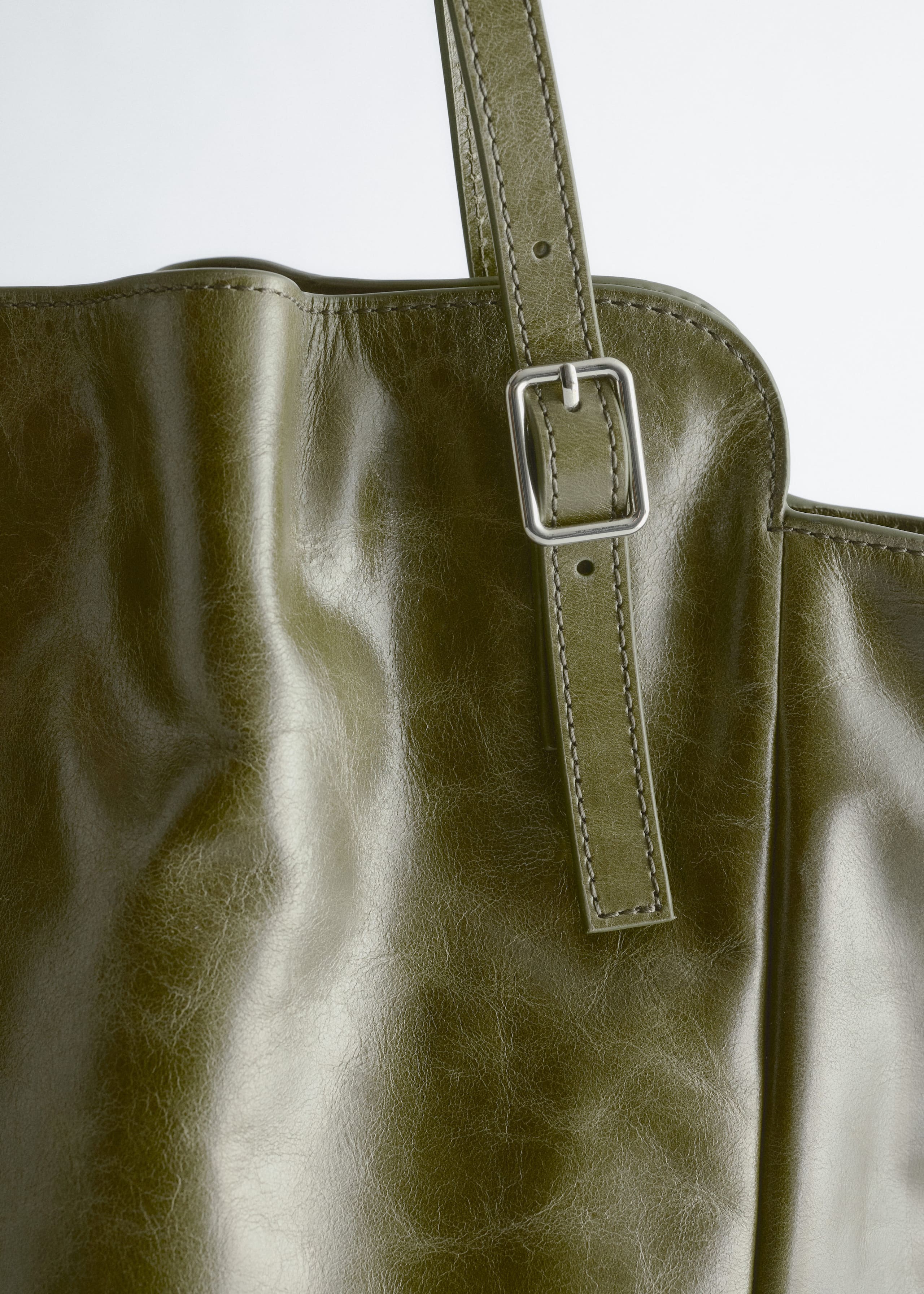 Image of Buckle-Strap Leather Tote