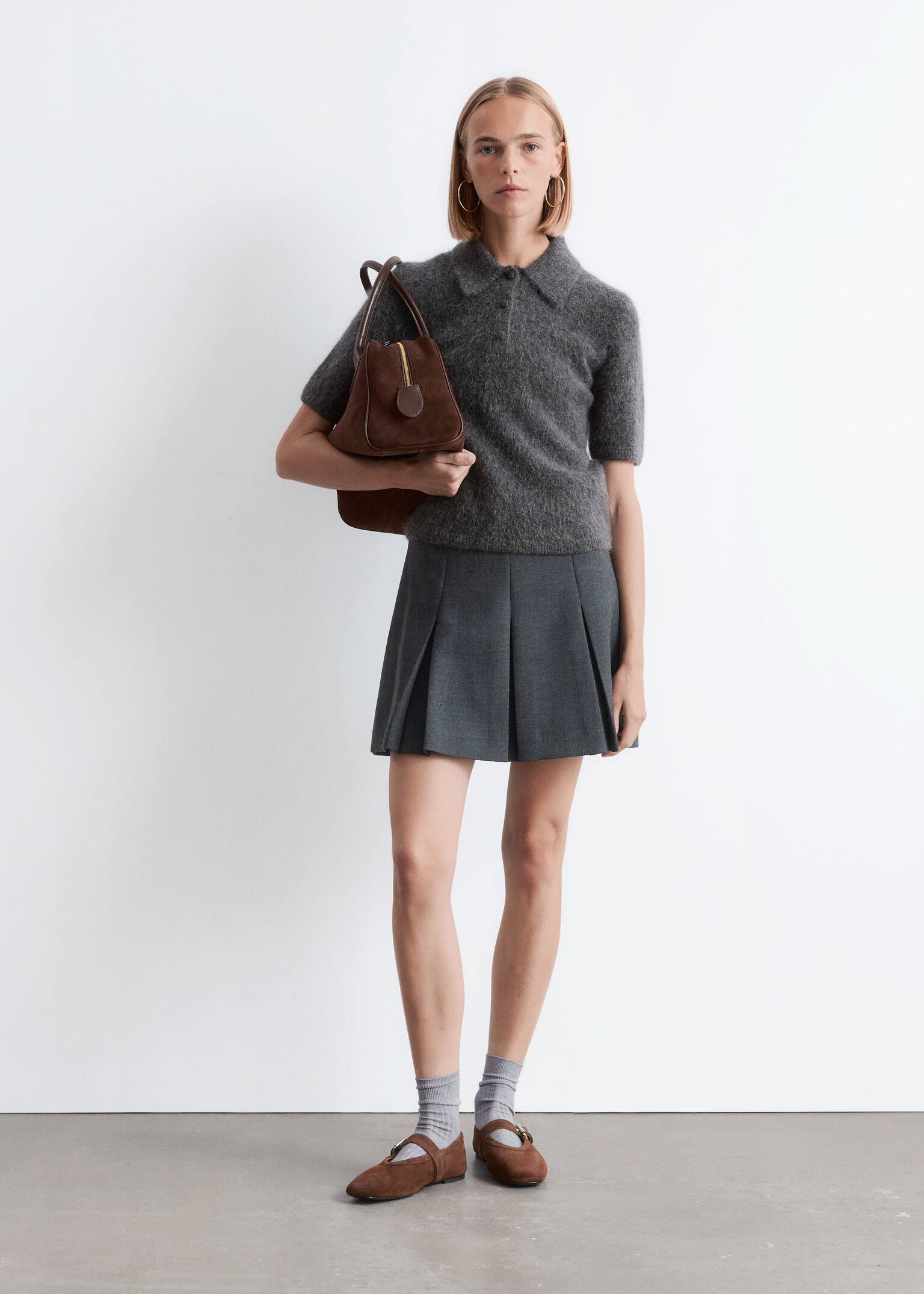 Mary-Jane Ballet Flats - Brown Suede/Baby blue/Black/Beige - 4