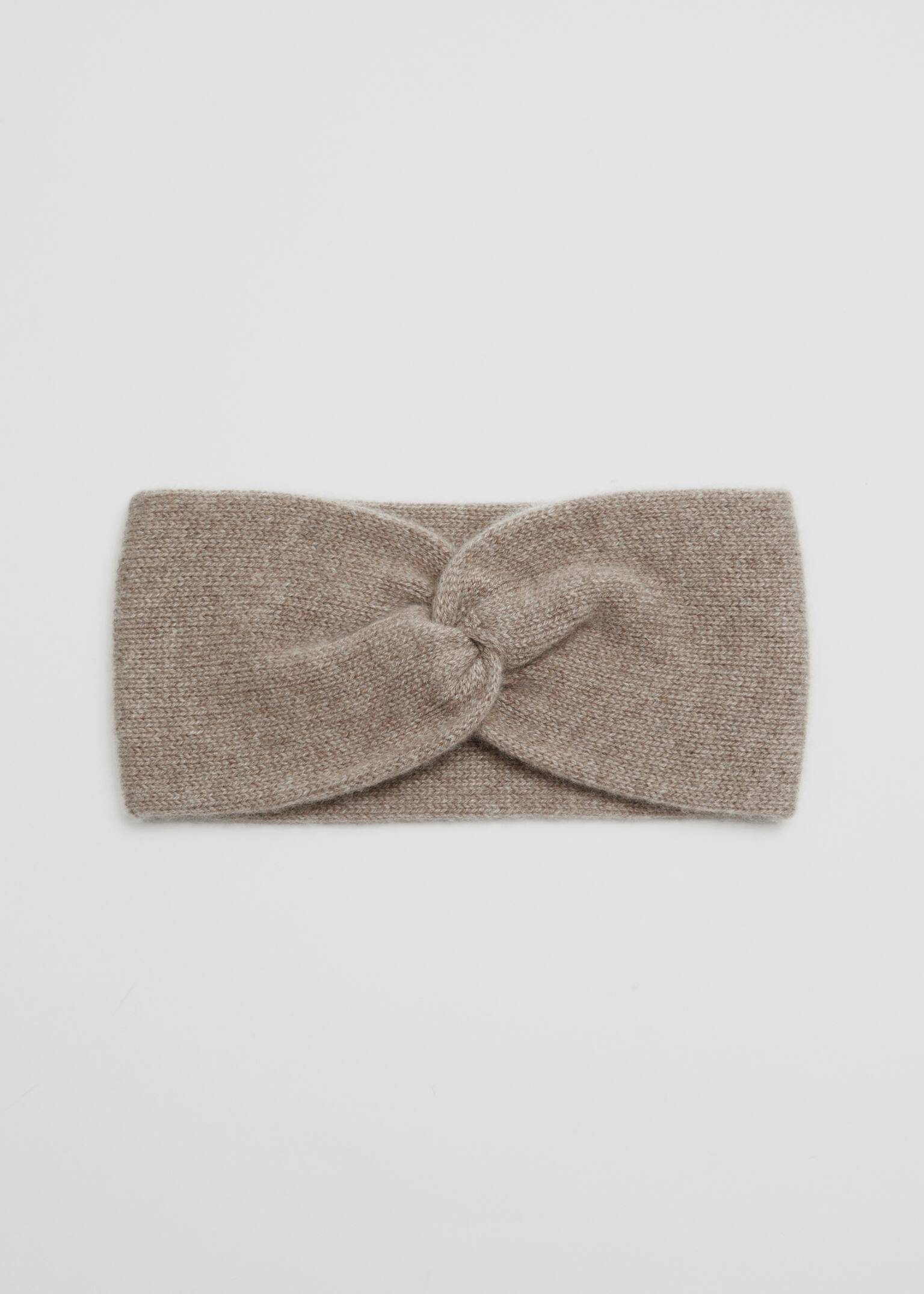 Twist-Front Cashmere Headband - Béžová/Biela/Tmavohnedá