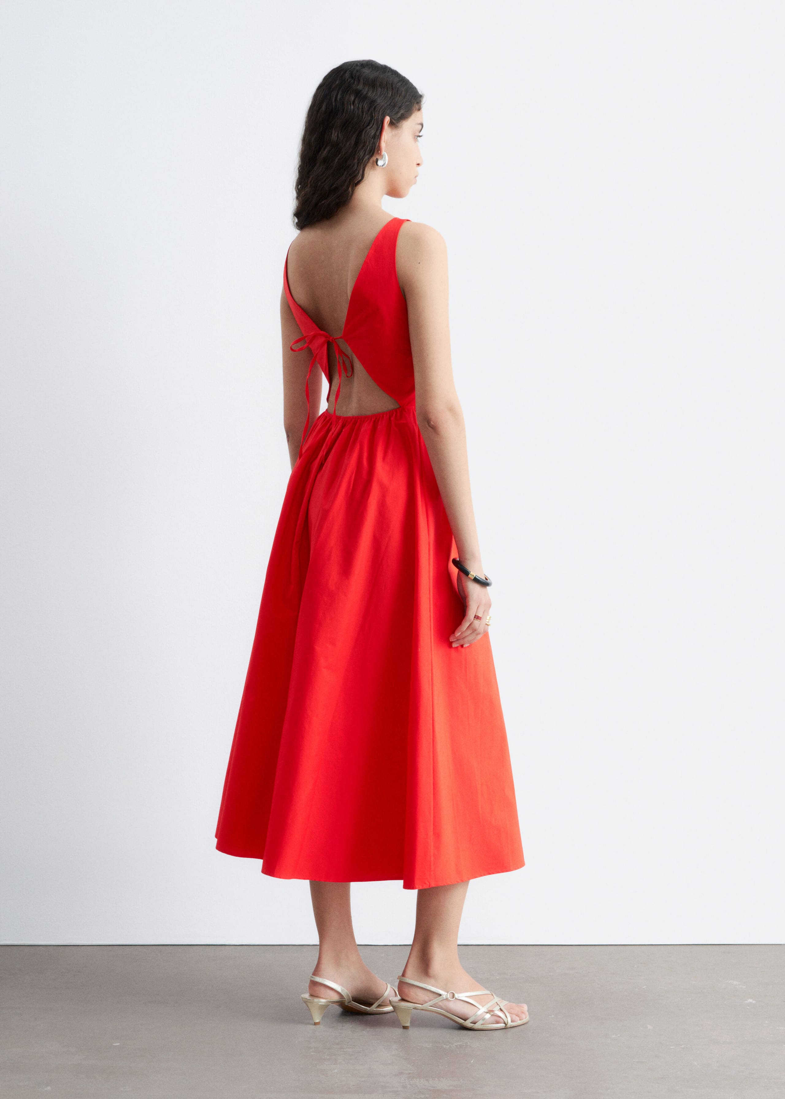 Tie-Back Cotton Midi Dress - Yellow - Lookbook