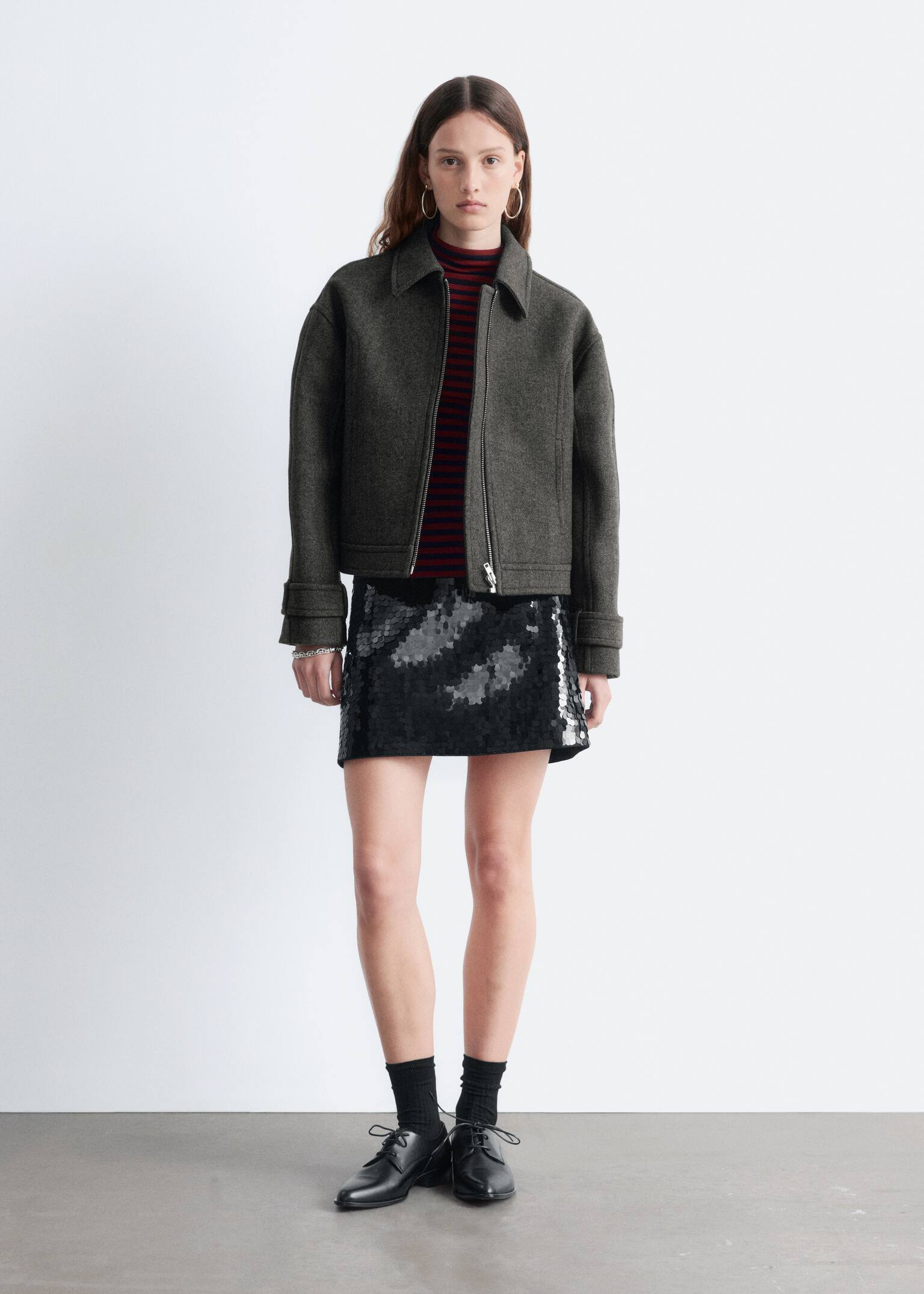 Mini sukně s flitry - Černá - 7