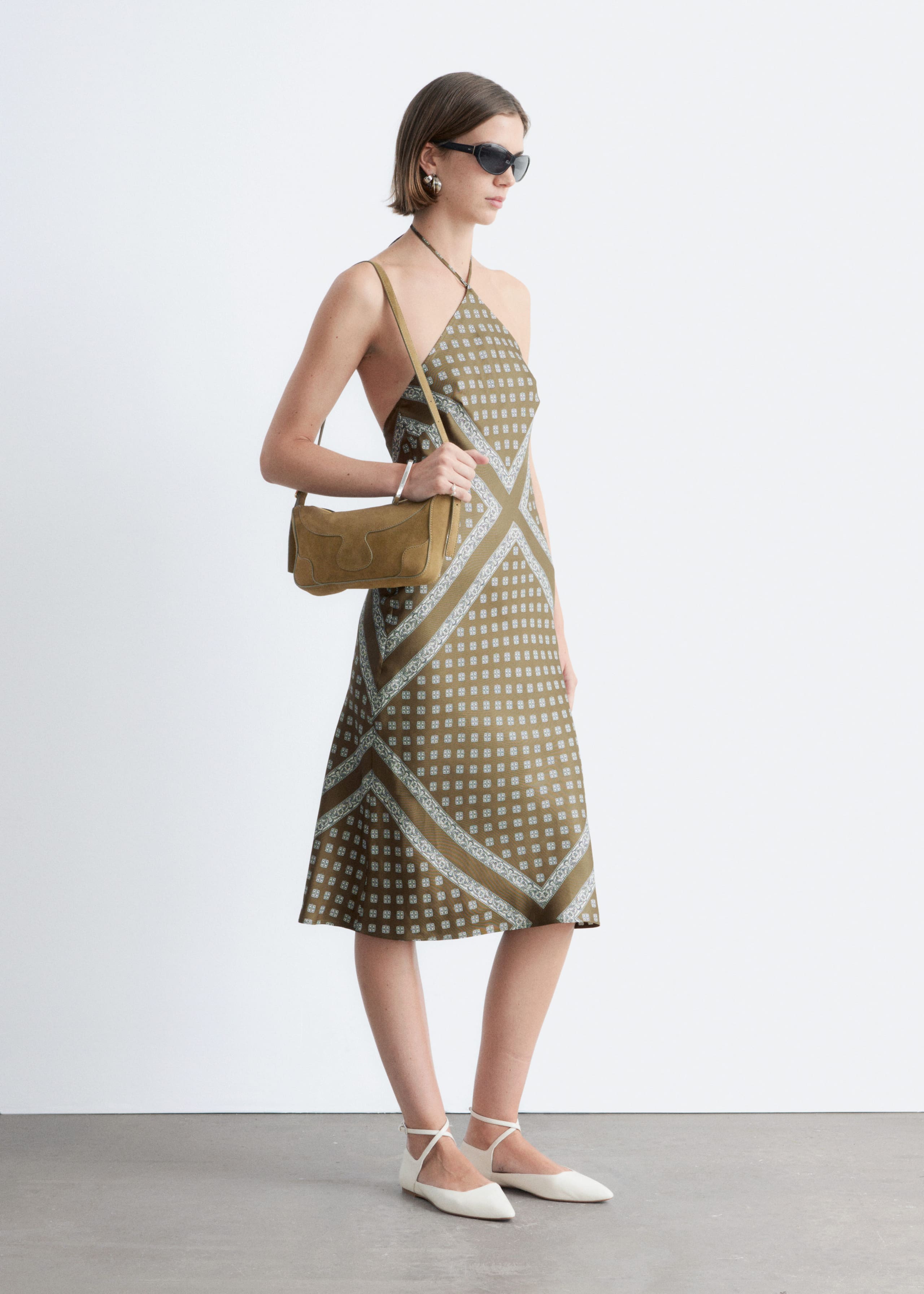 Image of Silk Halterneck Midi Dress