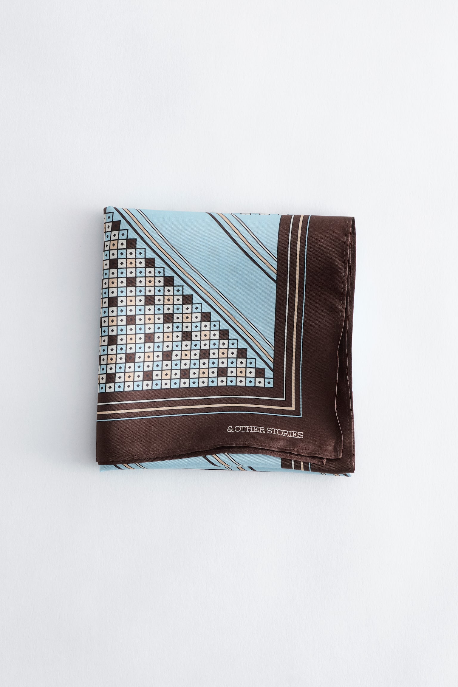 Foulard en soie imprimée - Marron/Turquoise/Jaune/Beige