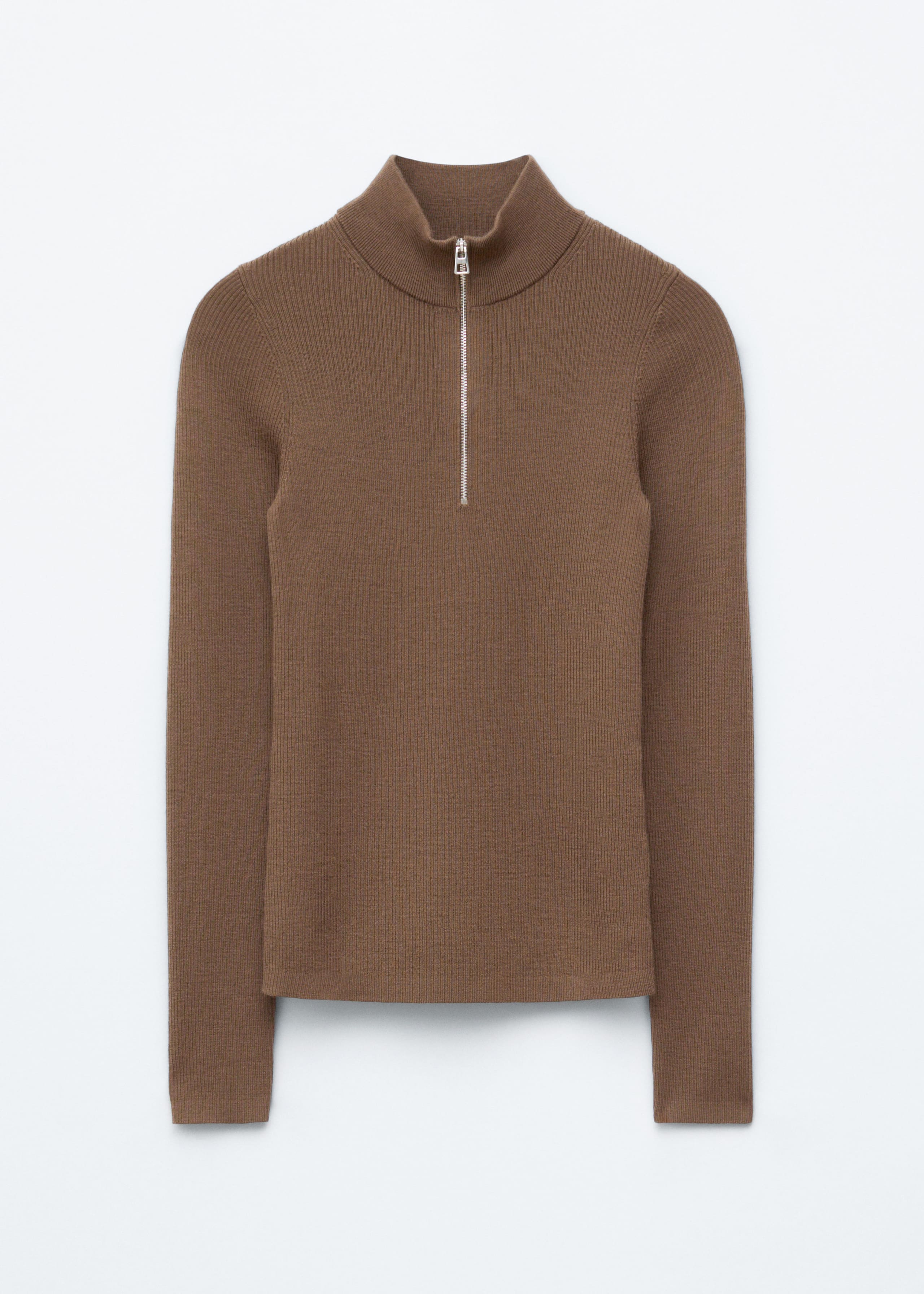 Image of Pullover aus Wolle mit kurzem Reißverschluss