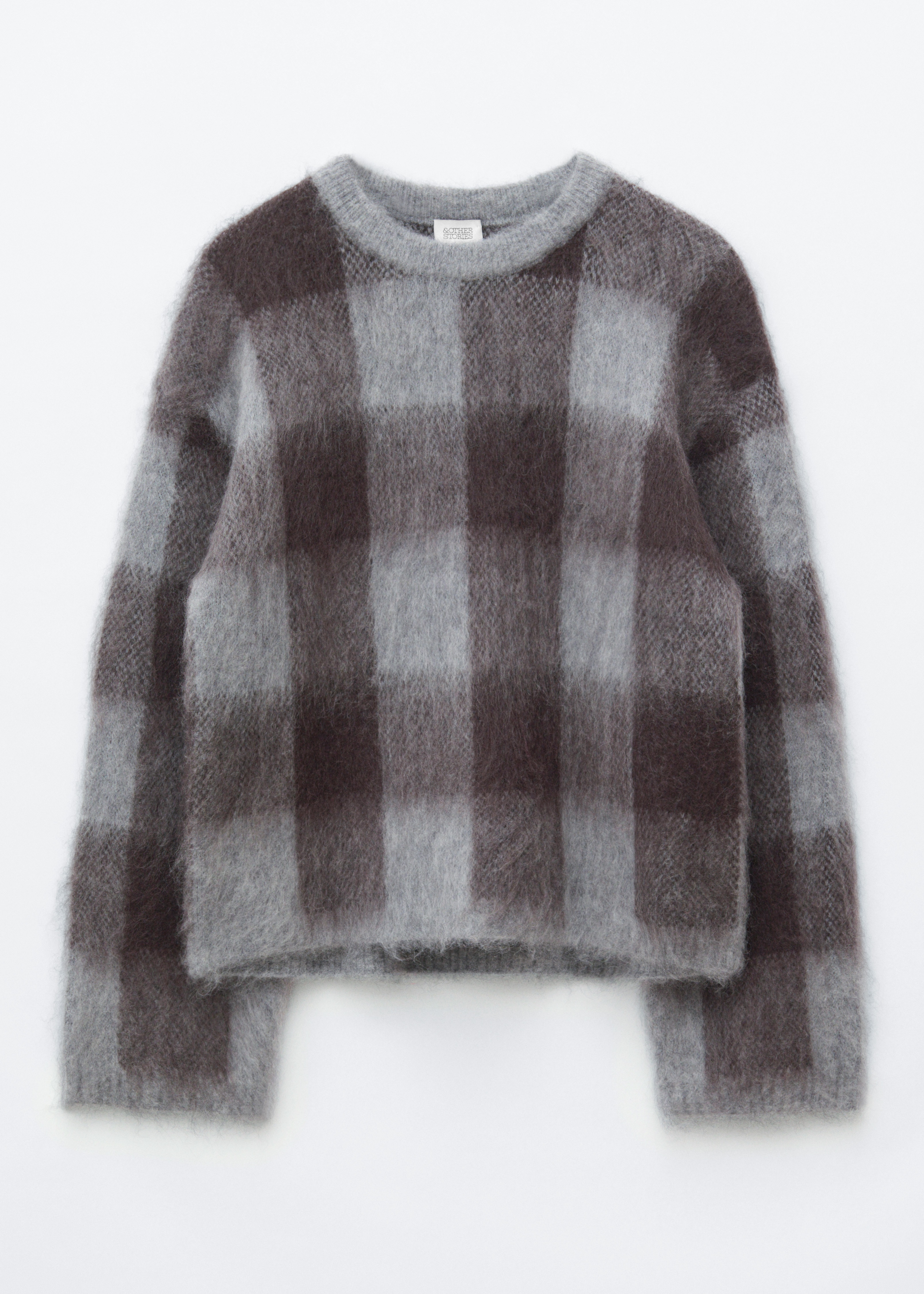 Jersey en mezcla de mohair - Gris/Cuadros/Rojo/Azul