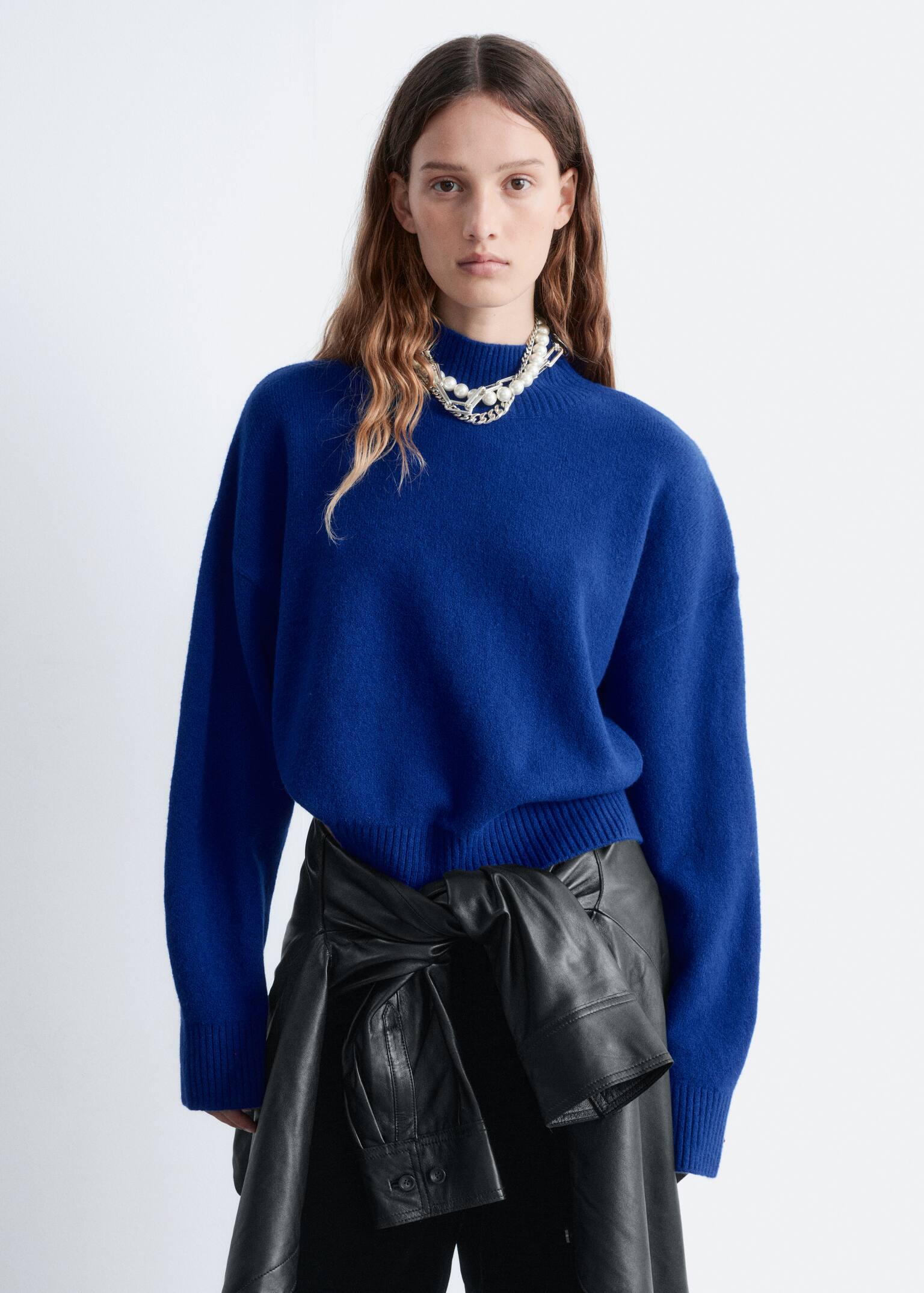 Turtleneck Jumper - Bright Blue/Black/Burgundy/Pink/Dark Beige/Dark Mole - 1