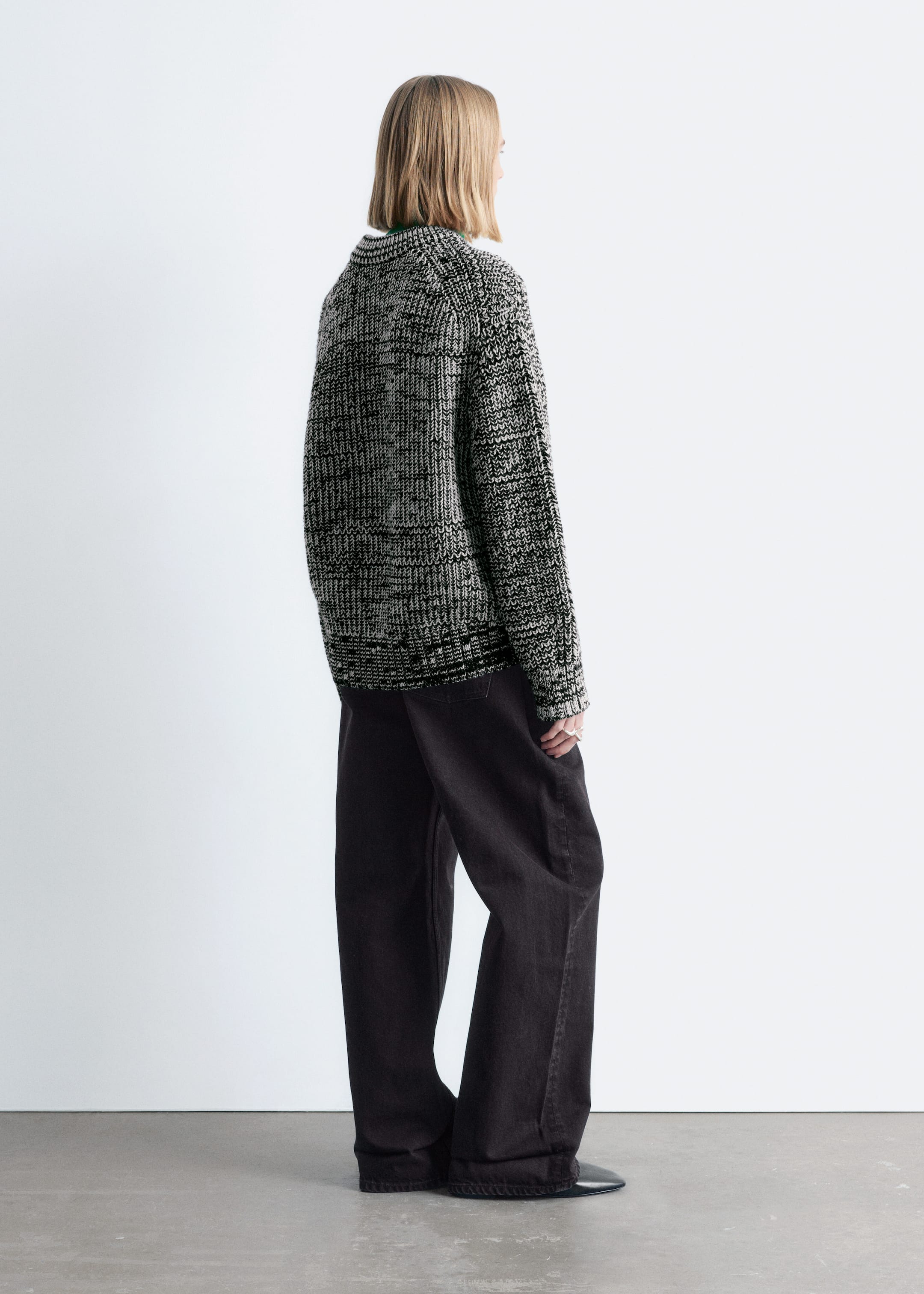 Oversized uldtrøje - Sort/hvid - DAME | H&M DK