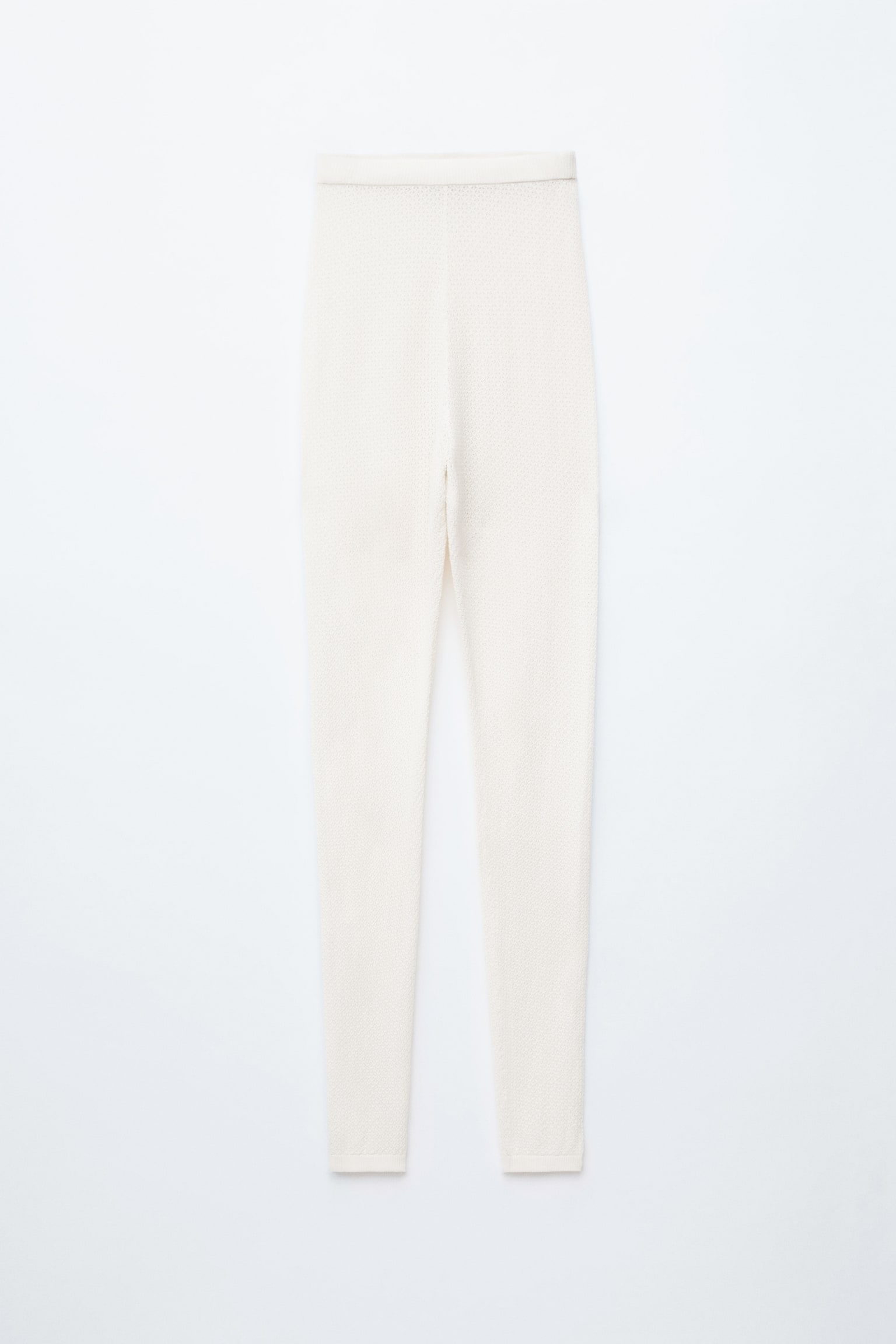 Pointellestickade leggings - Crèmevit - 2