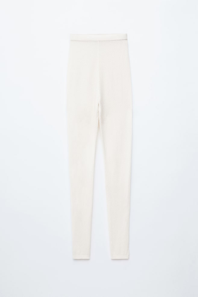 Leggings de punto pointelle - Crema - 1