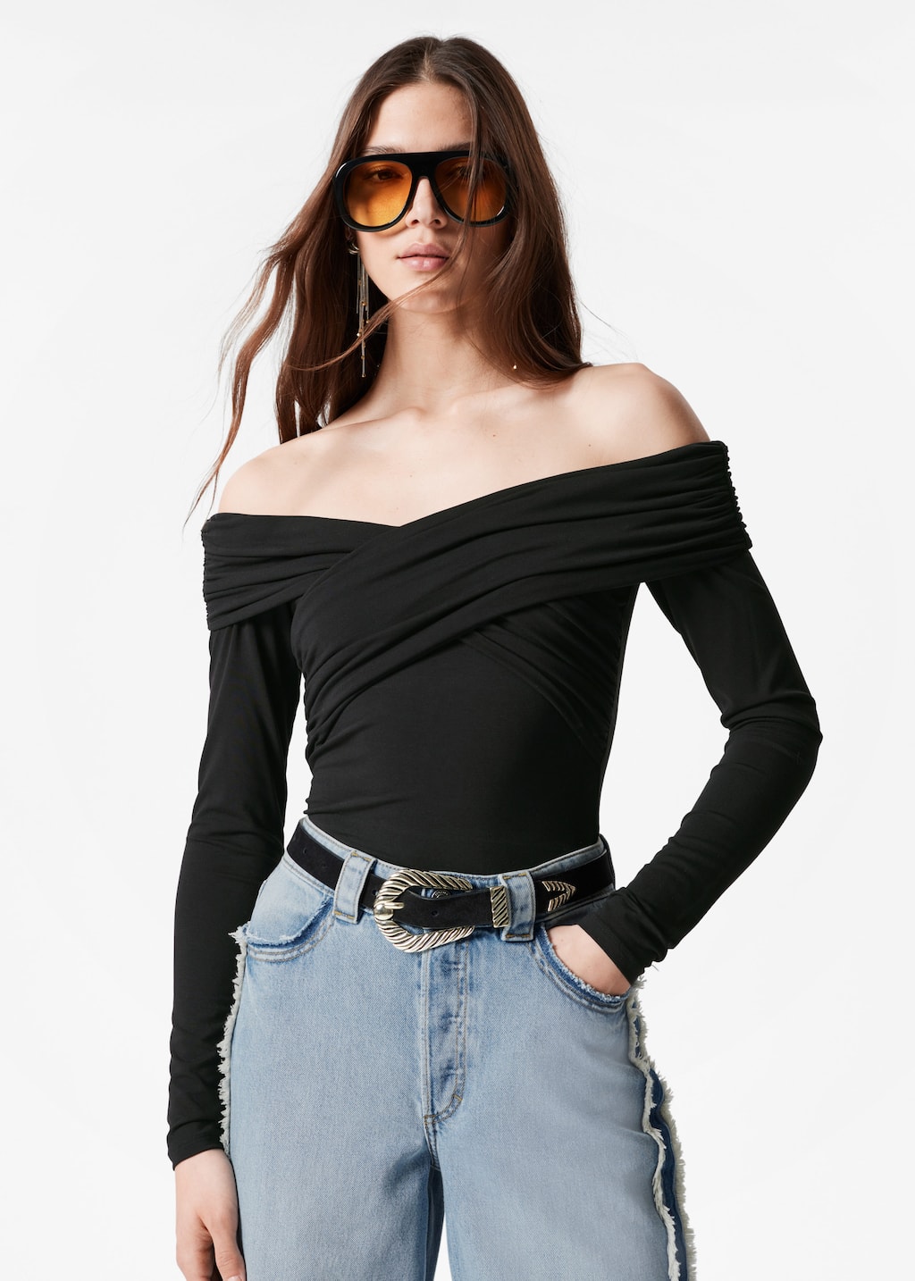 Ruched Off-Shoulder Top - Cream - Lookbook