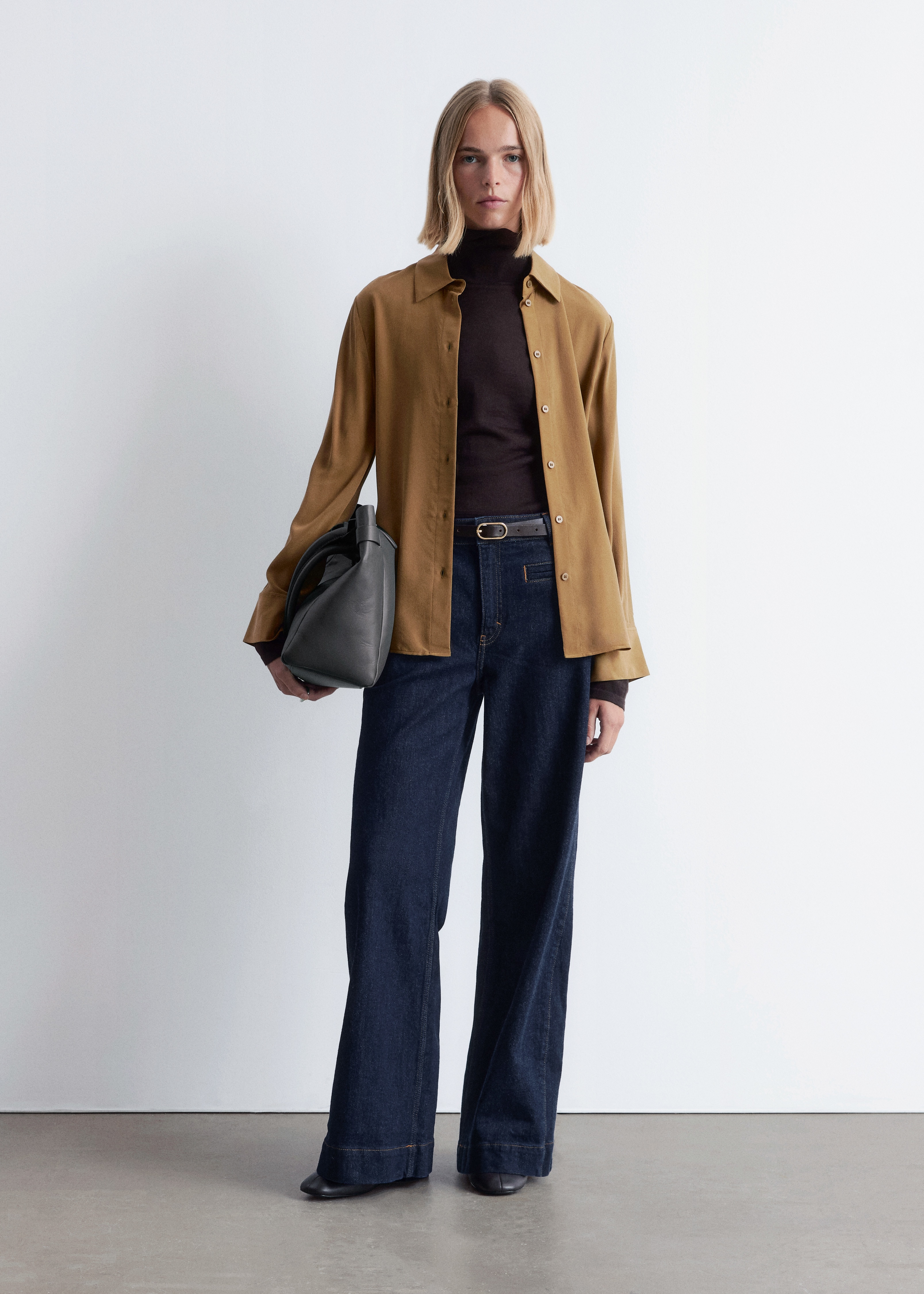 Jeans mit weitem Bein und normaler Bundhöhe - Dunkelblau/Mittelblaue Waschung