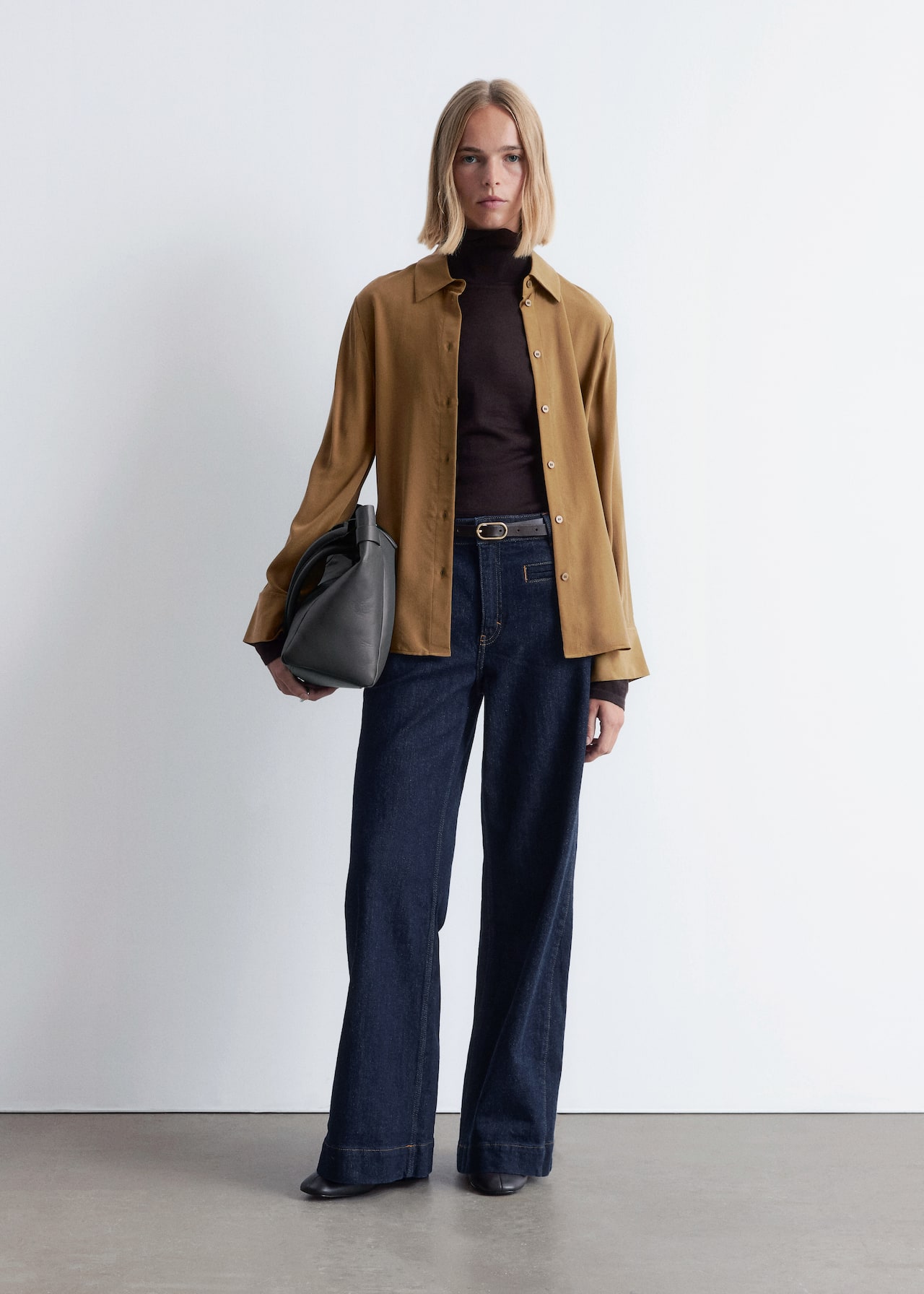 Blauwe dames blouse lange mouw » Groten maten | Happy Size