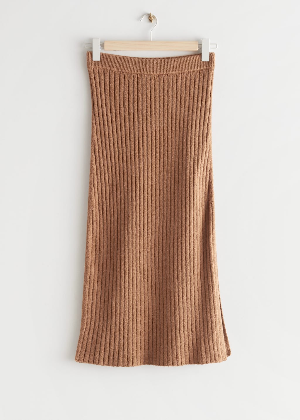 Rib Knit Midi Skirt - Dark Beige - Bodegón