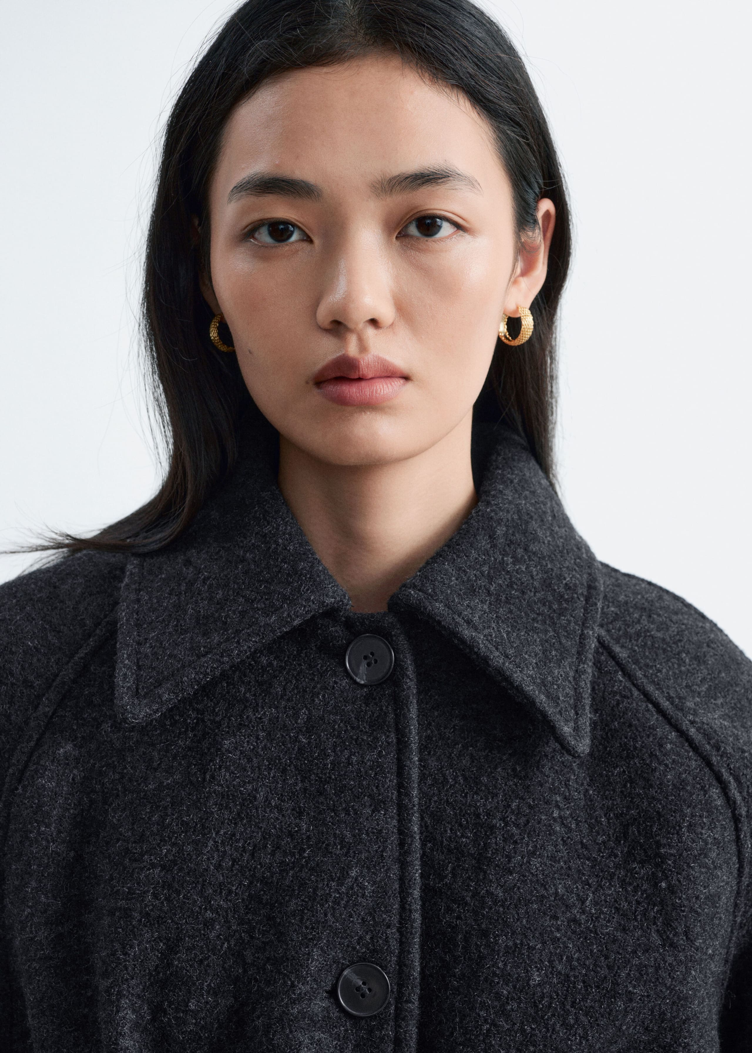 Jas van boucléwol - Donkerbruin - Lookbook