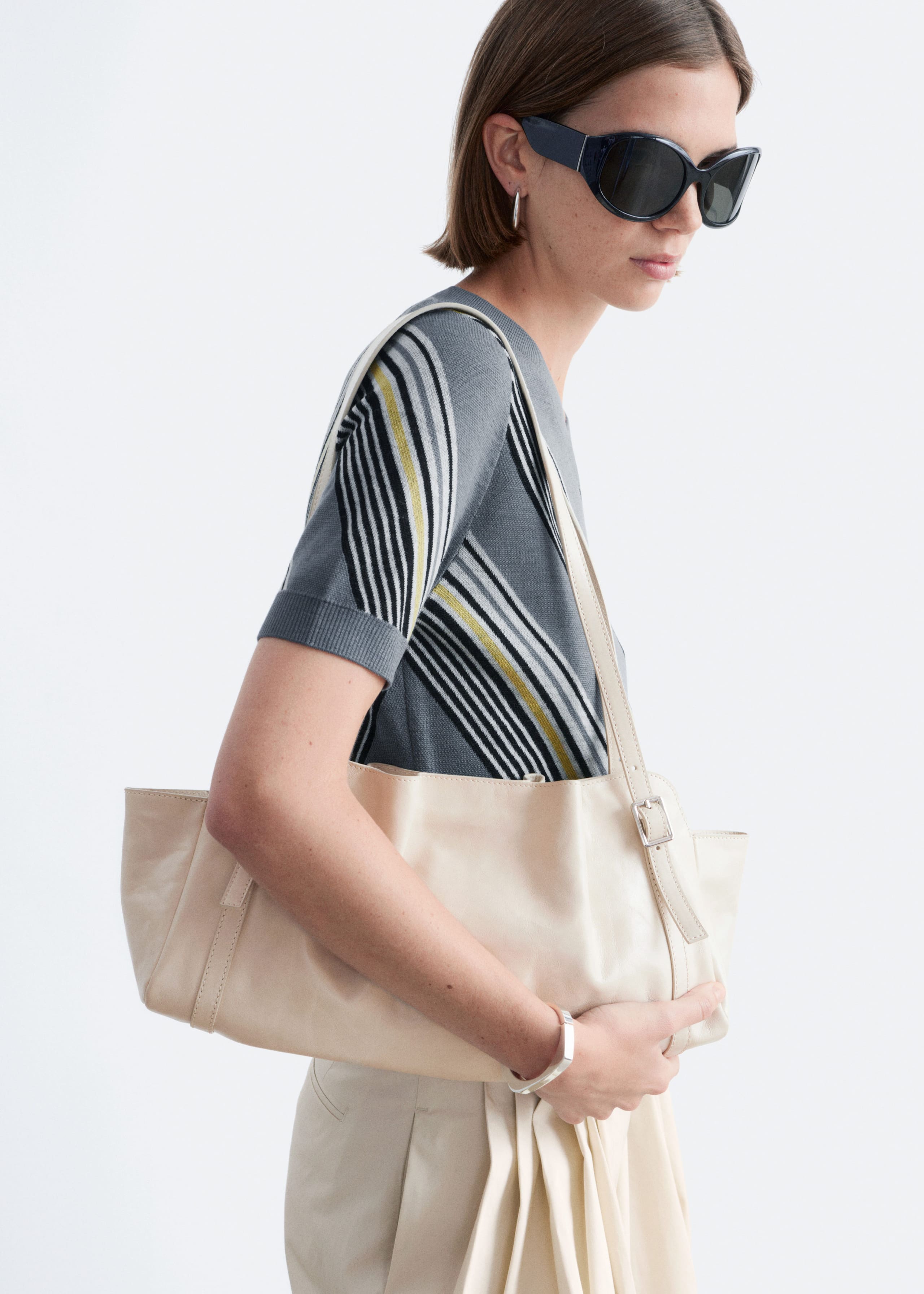 Image of Low-profile Leather Shoulder Bag