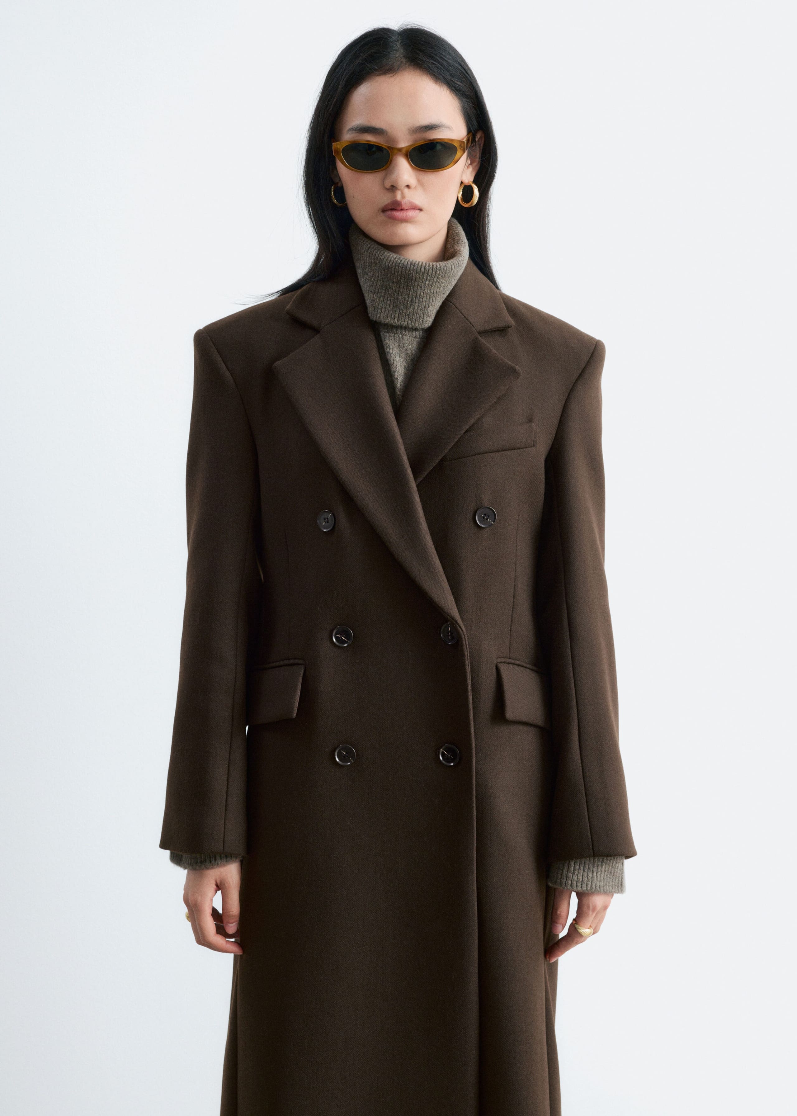 Long Wool Coat - Zwart - Lookbook