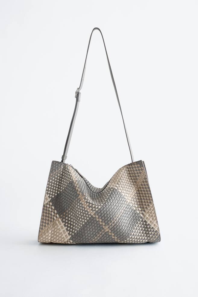 Crossbodytas van gevlochten leer - Taupe/gevlochten/Bruin/blauw/Taupe/Bruin - 1