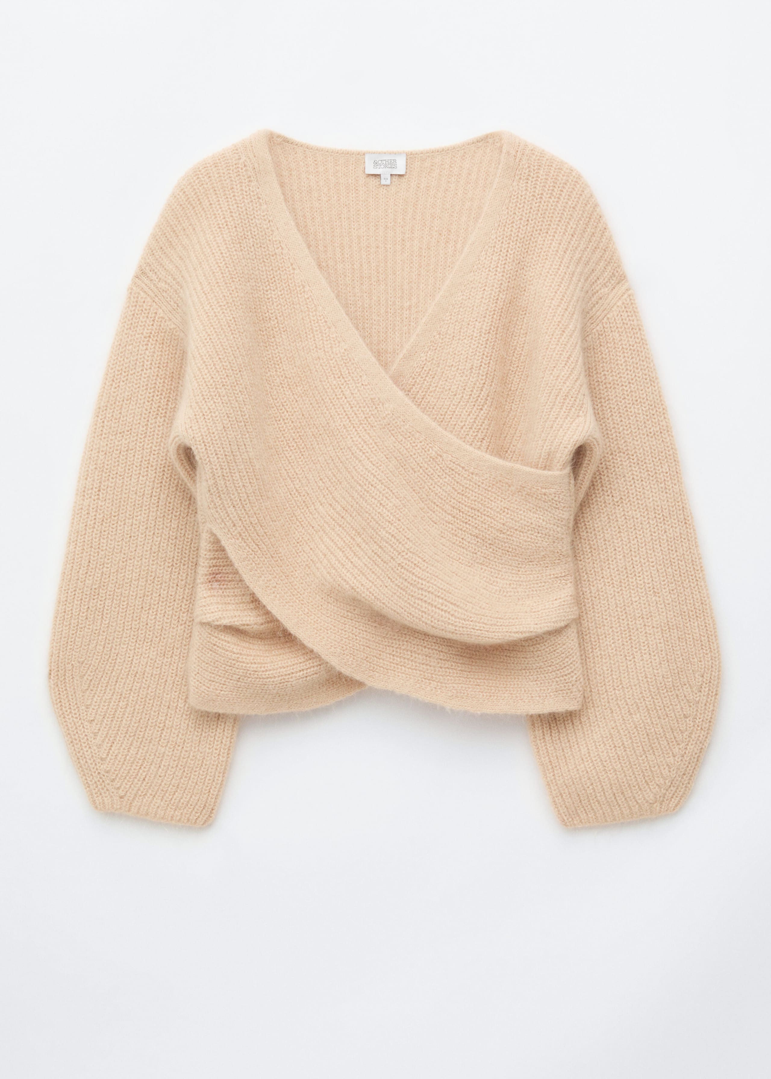 Mohair Blend Wrap Front Jumper - Beige - Still Life