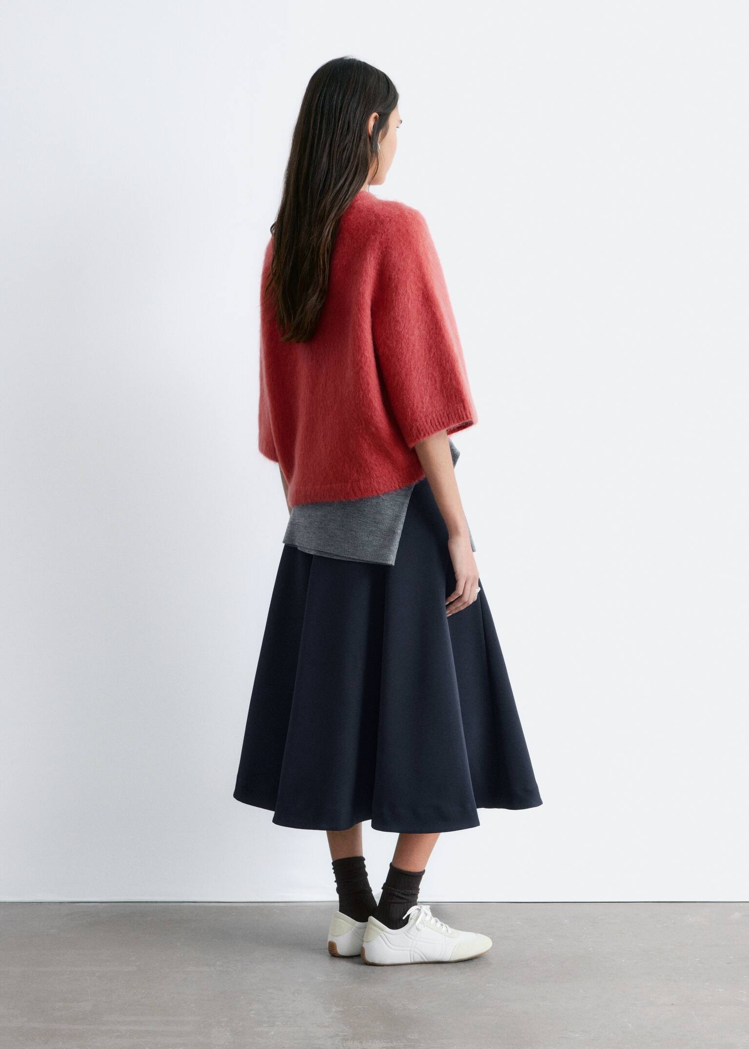 חולצת טריקו סרוגה מתערובת מוהייר - אדום/חום/קרם/צהוב כהה - 7