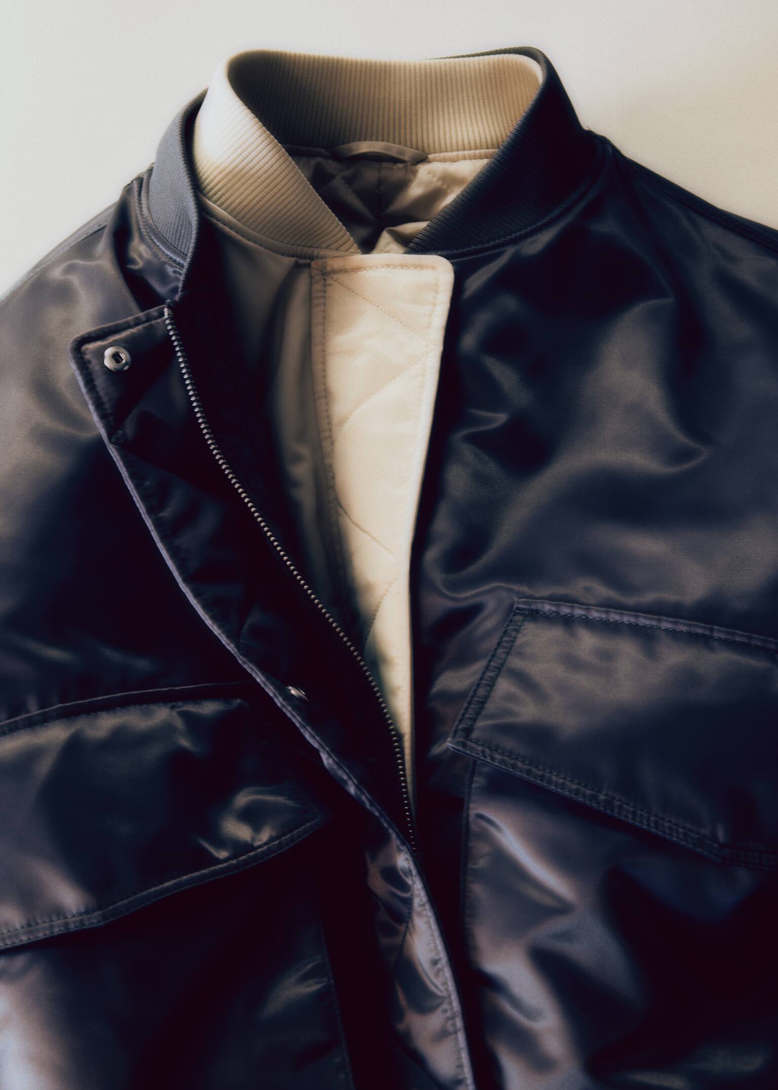 Padded Bomber Jacket - Dark grey/Beige - 3