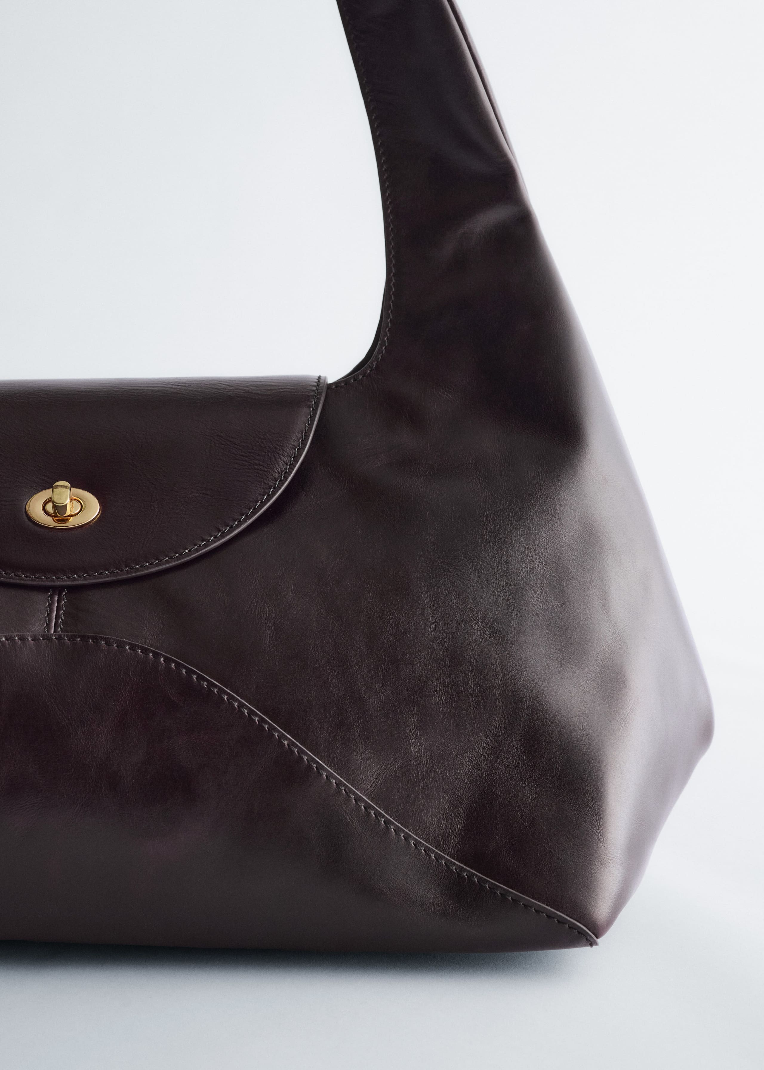 Image of Curved Leather Shoulder Bag