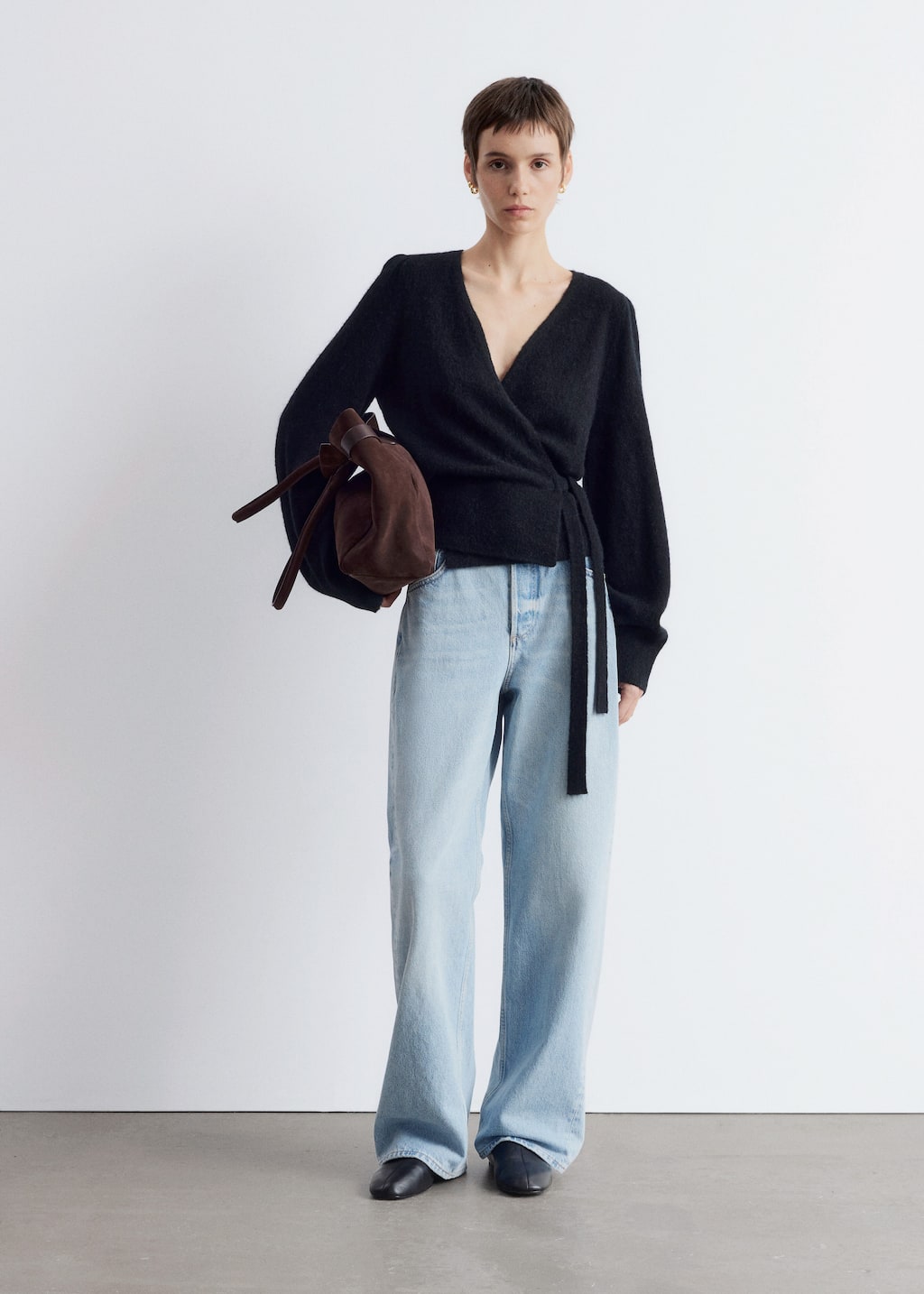 Image of Mohair-Blend Knitted Wrap Cardigan