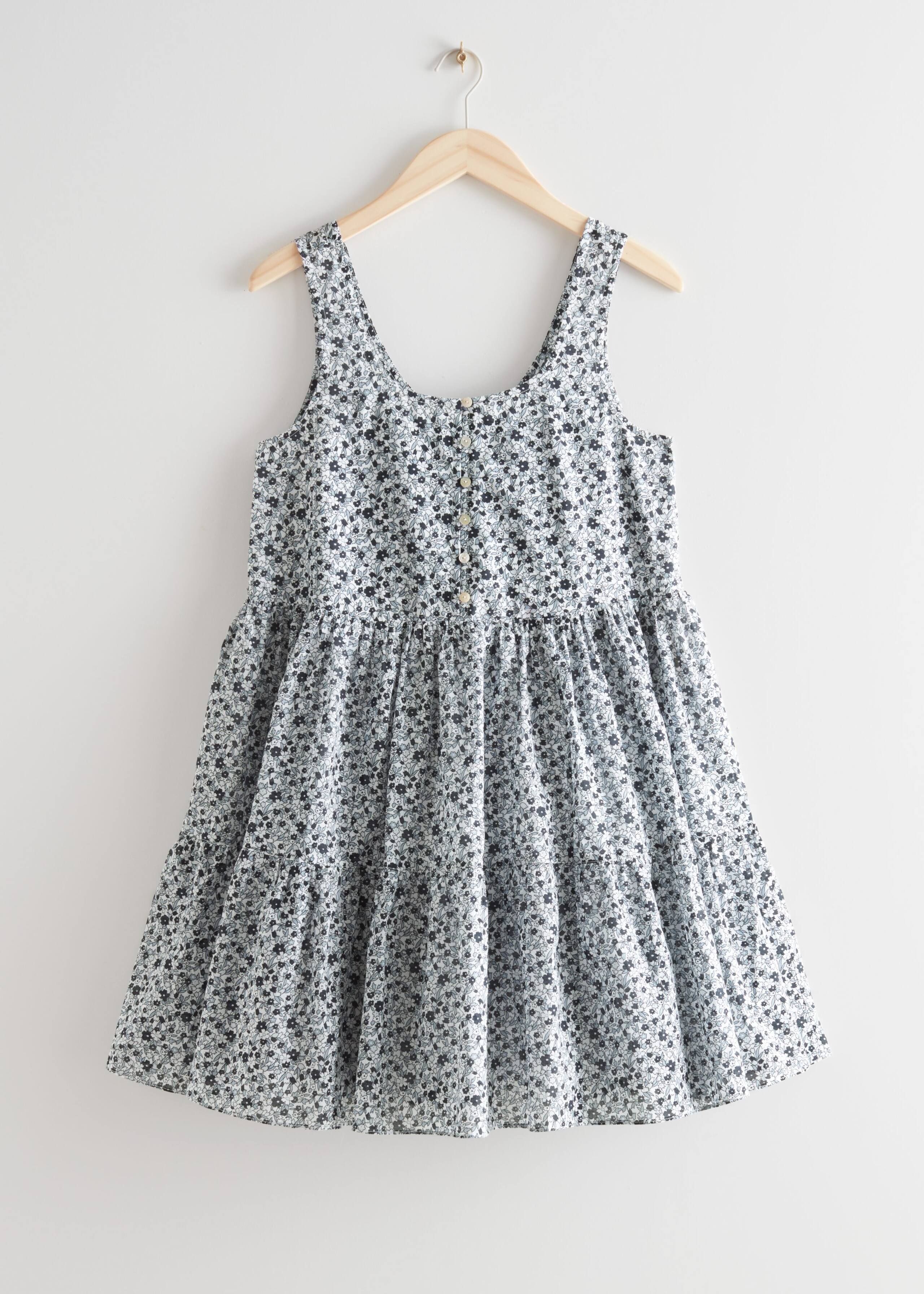 Printed Tiered Mini Dress - Pink Print - Natura morta