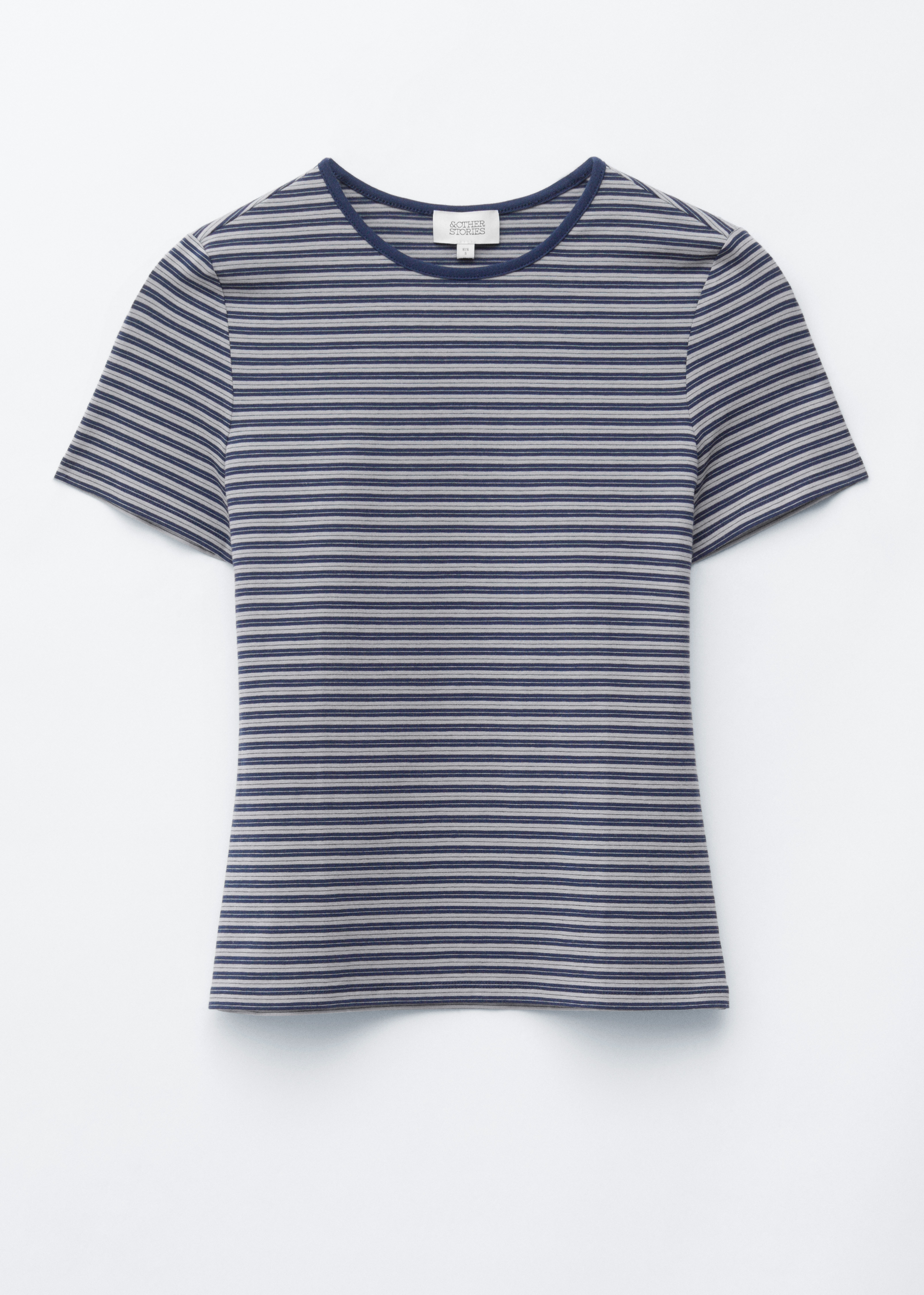 Jersey-T-Shirt mit schmaler Passform - Dunkelblau/Gestreift