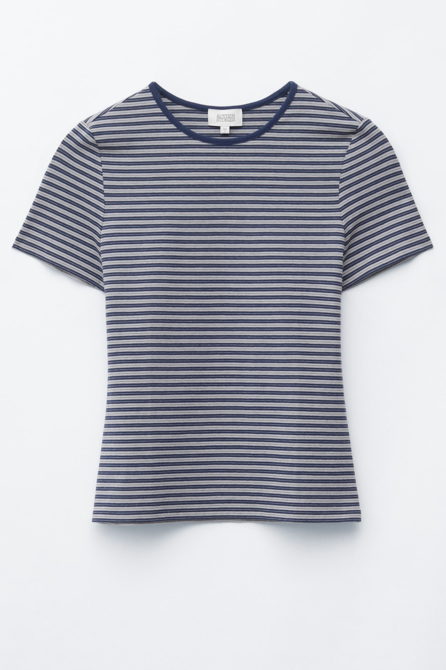 Džersejové Tričko v Priliehavom Strihu - Tmavomodrá/Pruhované - 1
