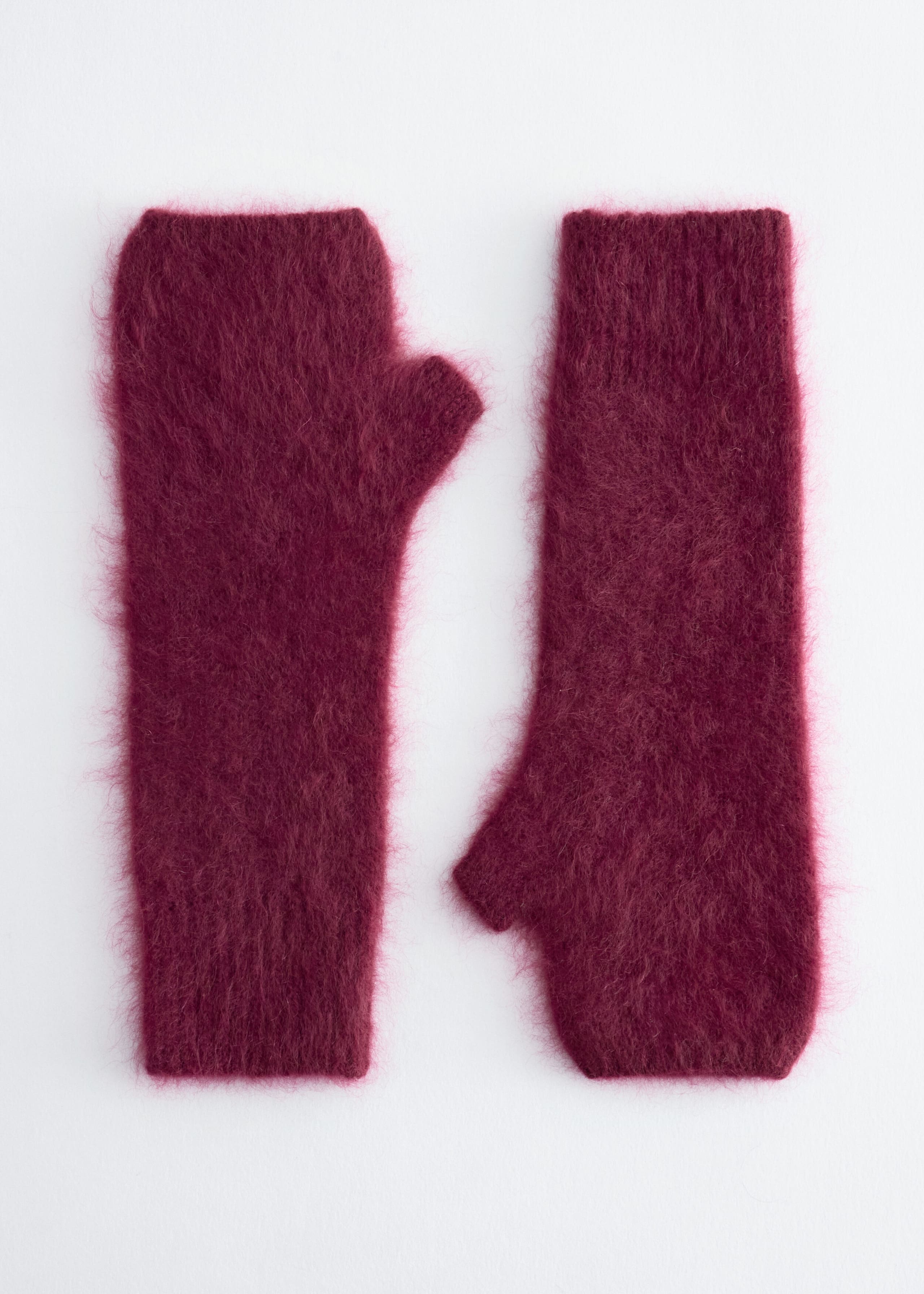 Fingerless Cashmere Glovesf - Dark Red - Still Life