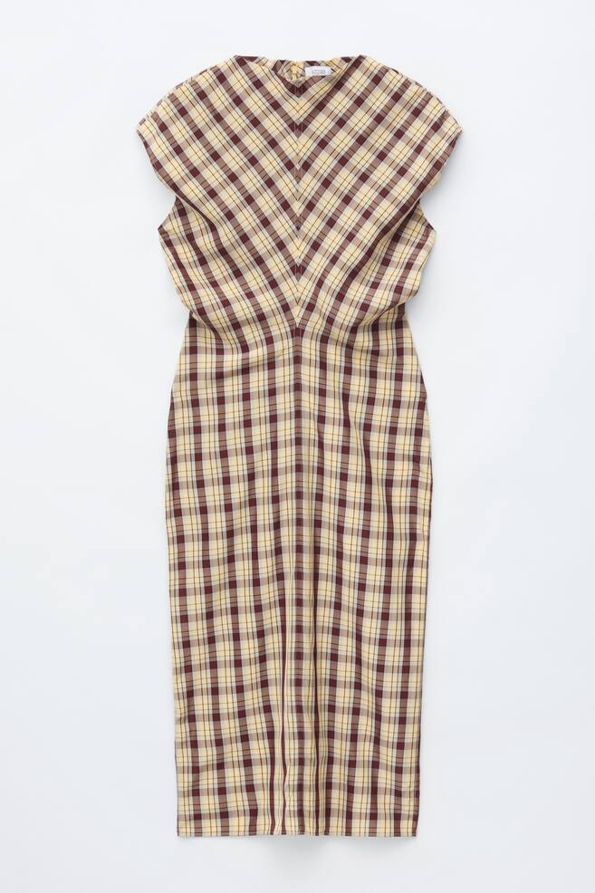 Midikleid mit Flügelärmeln - Dunkelrot/Gelb - 1