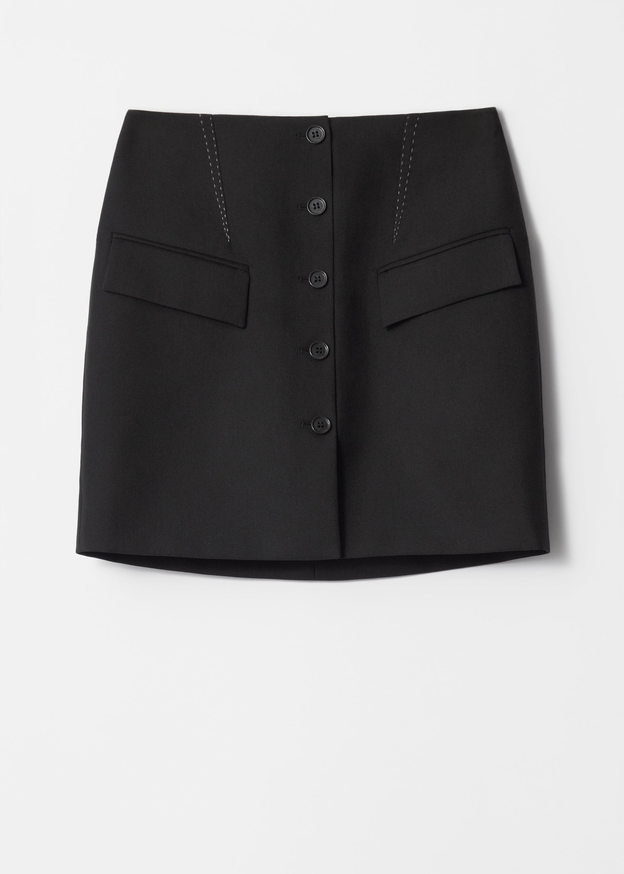 View larger image: Buttoned Wool-Blend Mini Skirt - Black - Ladies | H&M GB 1
