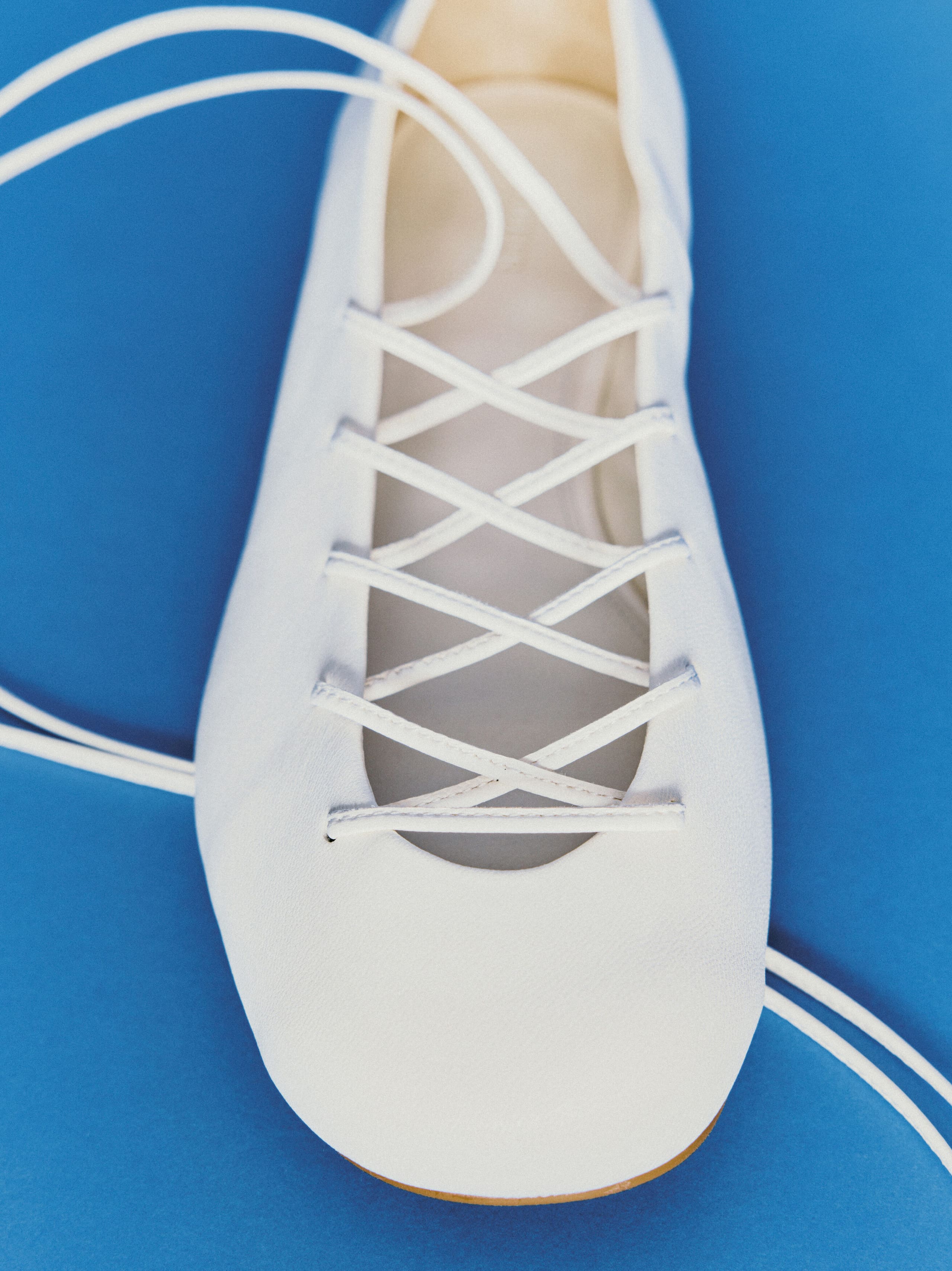 Image of Lace-Up Leather Ballerinas