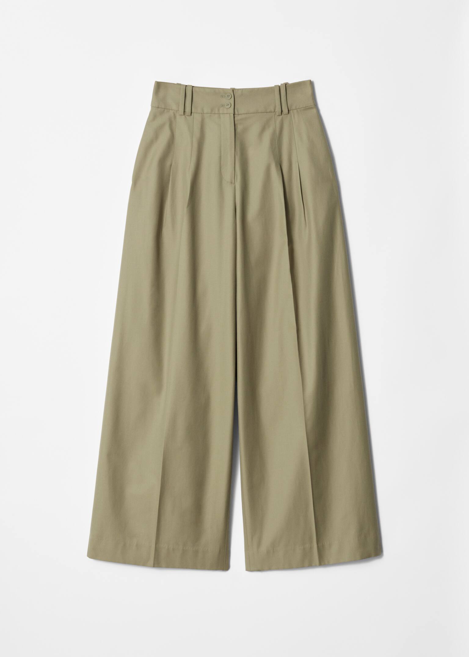 Pleated Trousers - Khaki Green/Dark blue - 2
