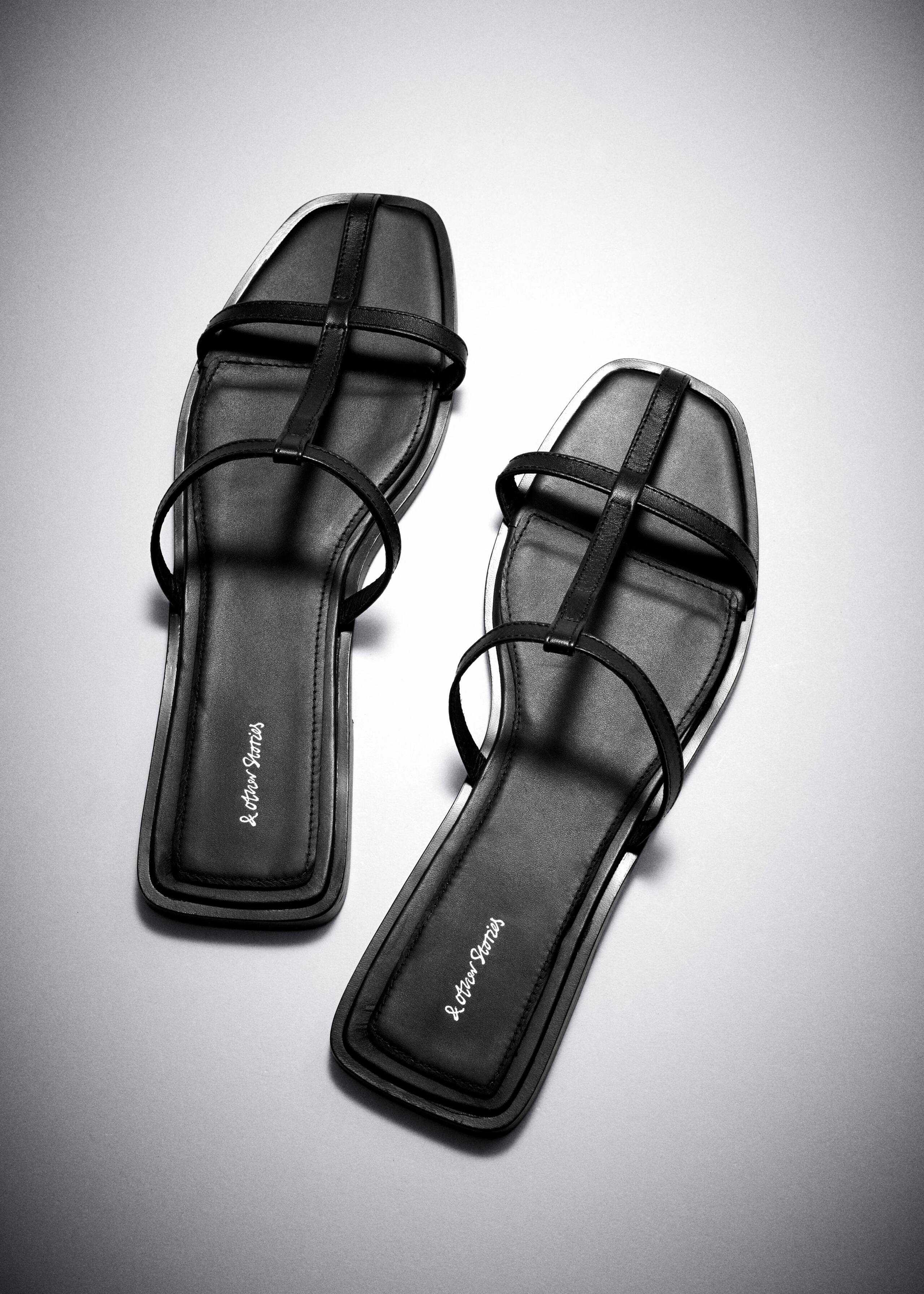 Leather Strap Sandals - Black - Still Life