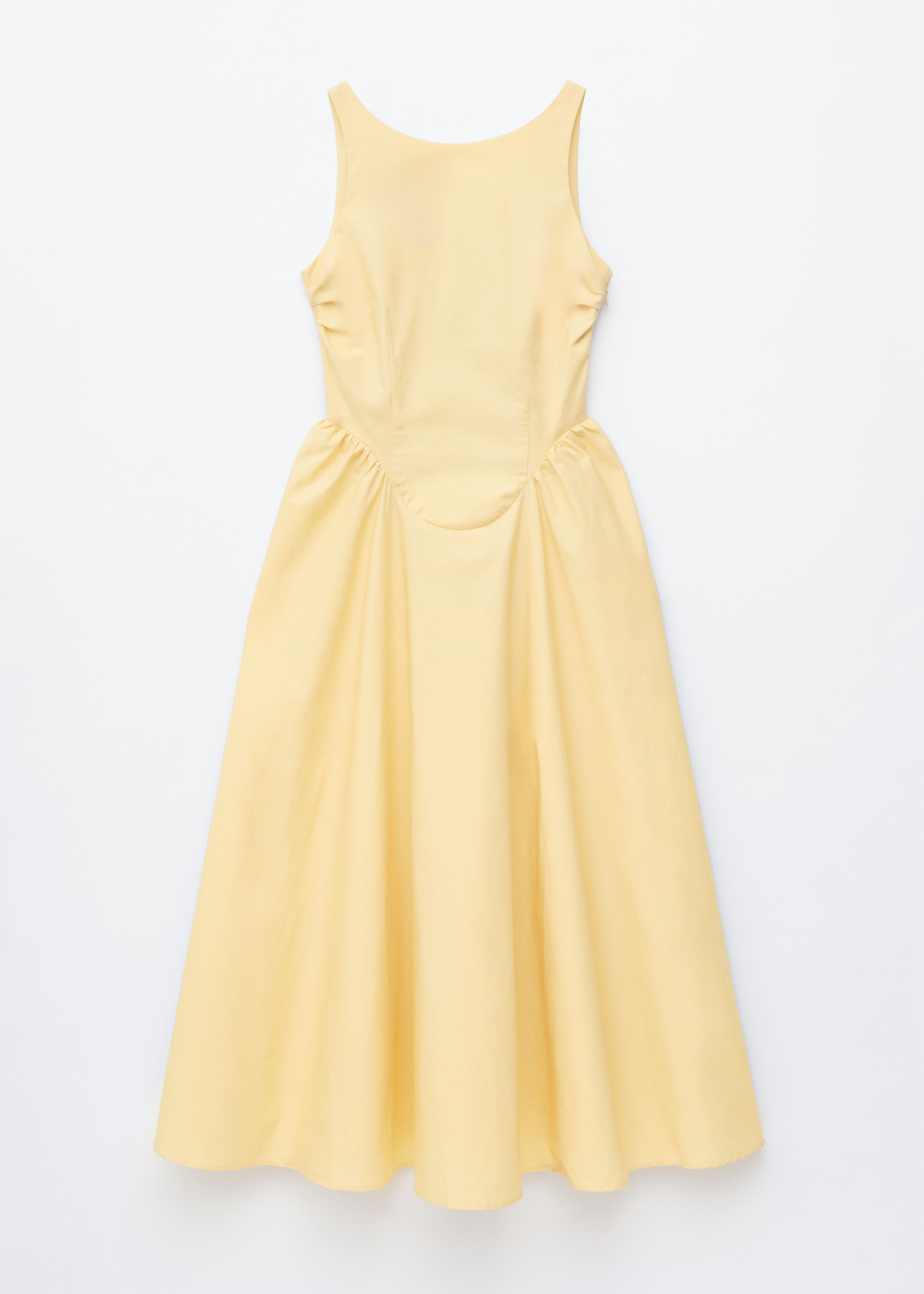 Robe midi en coton à nouer dans le dos - Jaune/Rouge