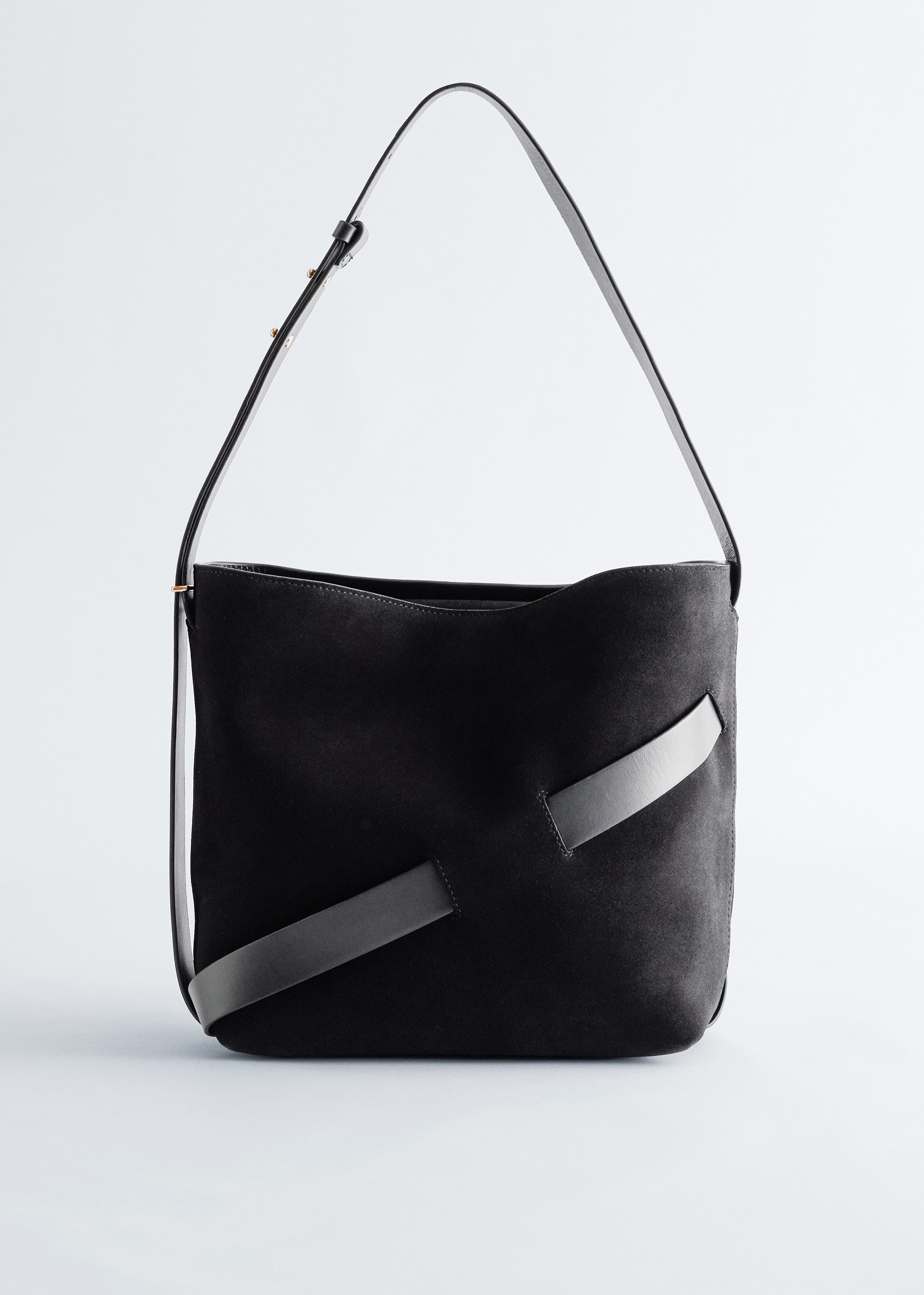Bolso cubo de ante - Ante negro/Ante marrón