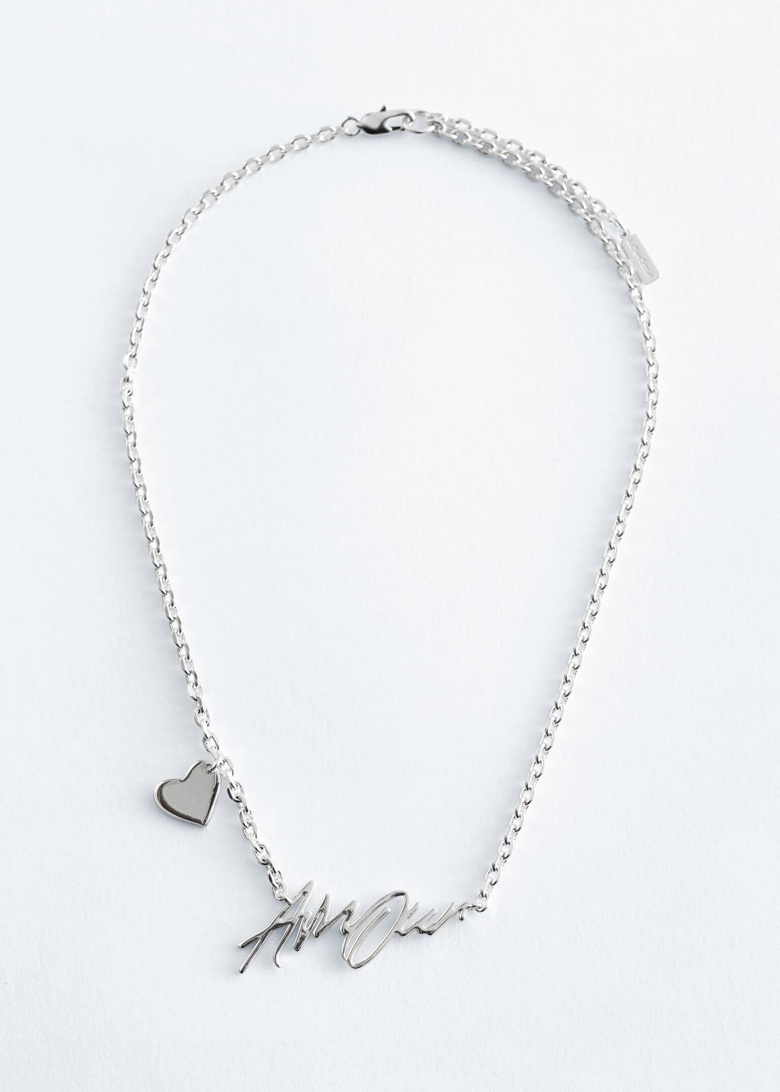 Short Text-Motif Necklace - Silver/Gold