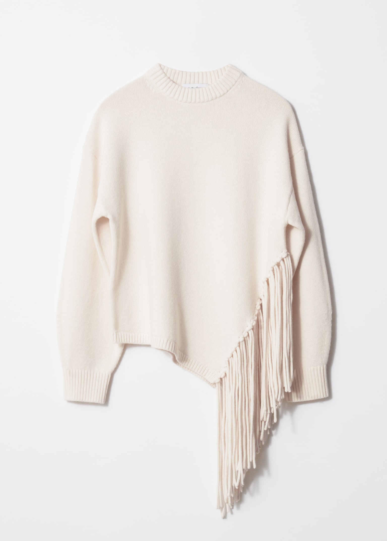 Pull asymétrique à franges - Blanc