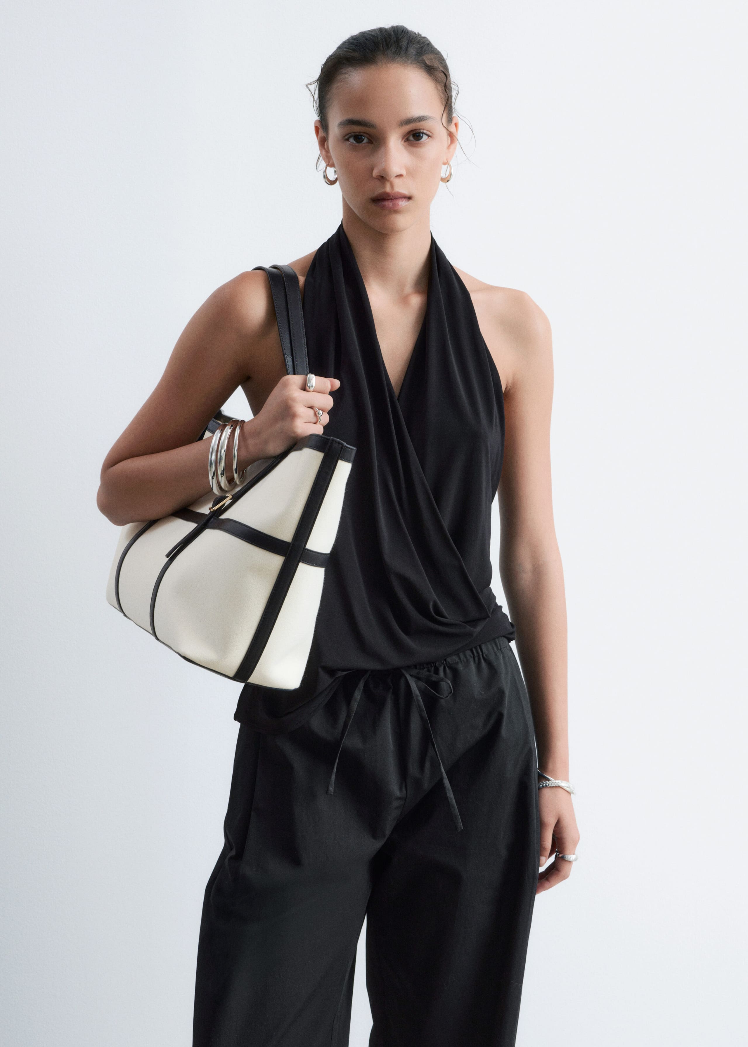 Haut drapé à dos nu - Noir - Lookbook