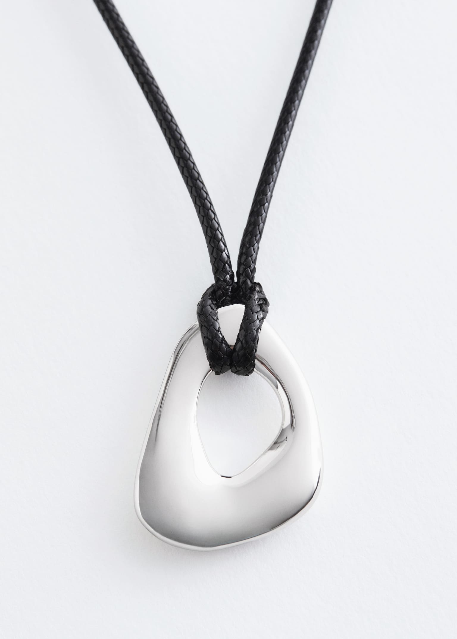 Koordketting met gemodelleerde hanger - Zilver/zwart - 3