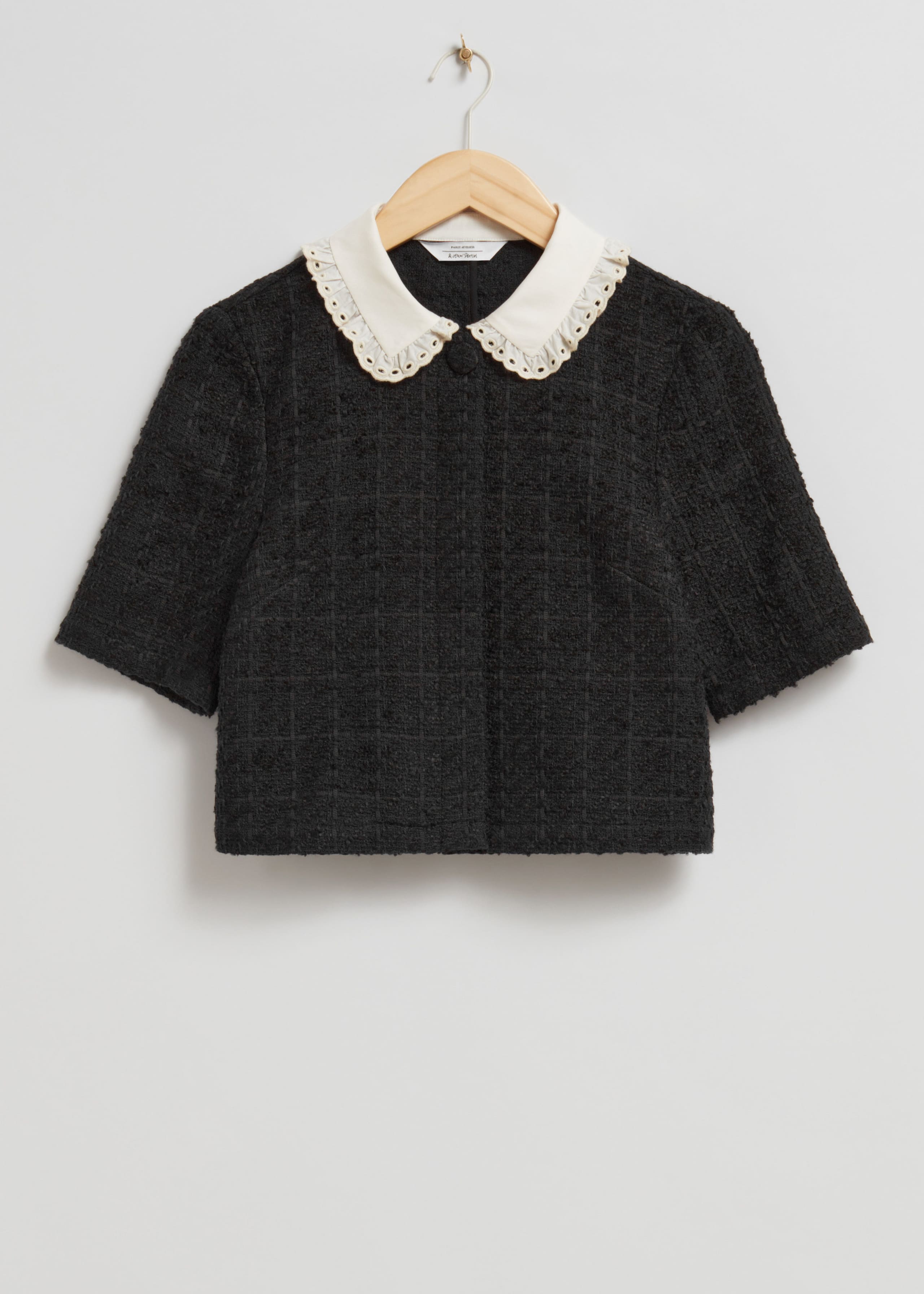 Collared Tweed Top - Black - Still Life