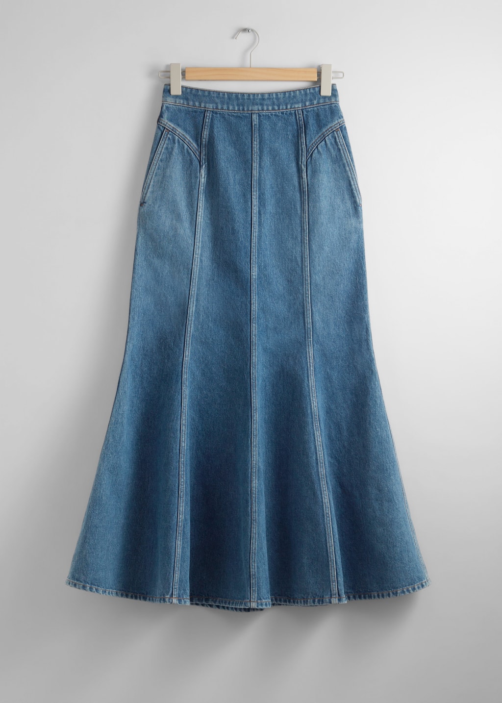 Pleated Denim Maxi Skirt - Black - Still Life