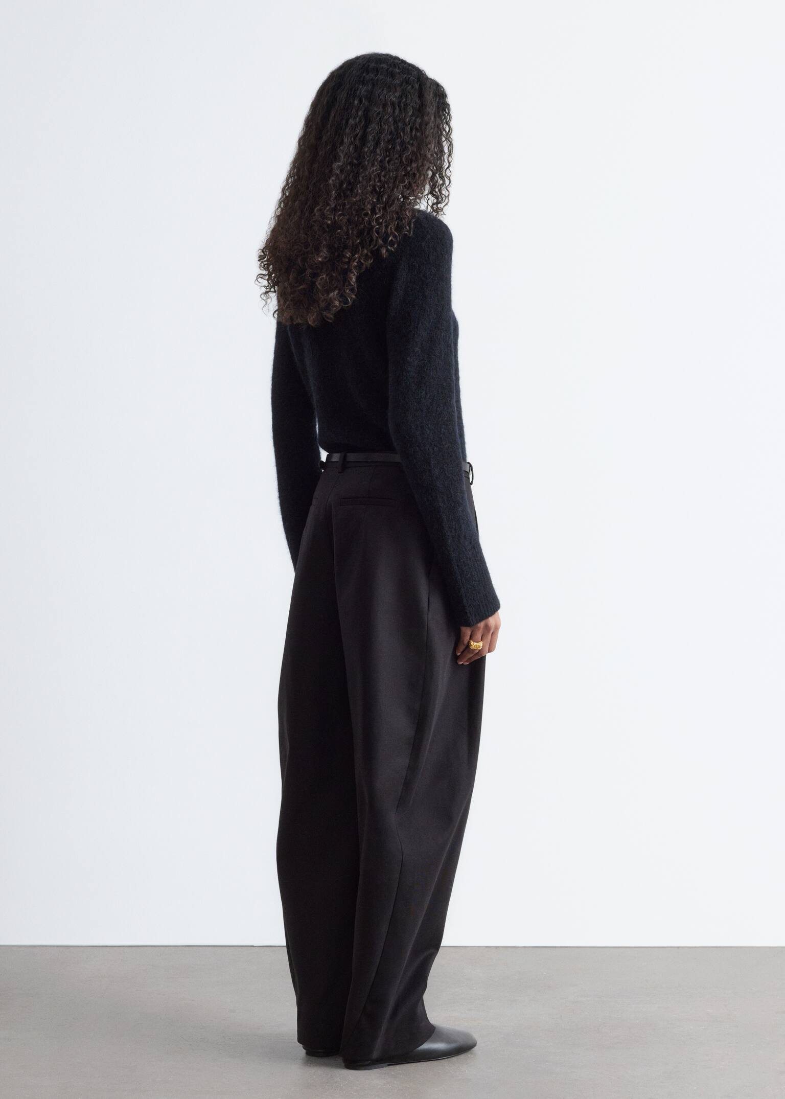 Slim-fit gebreide trui - Zwart/Lichtgeel - 3