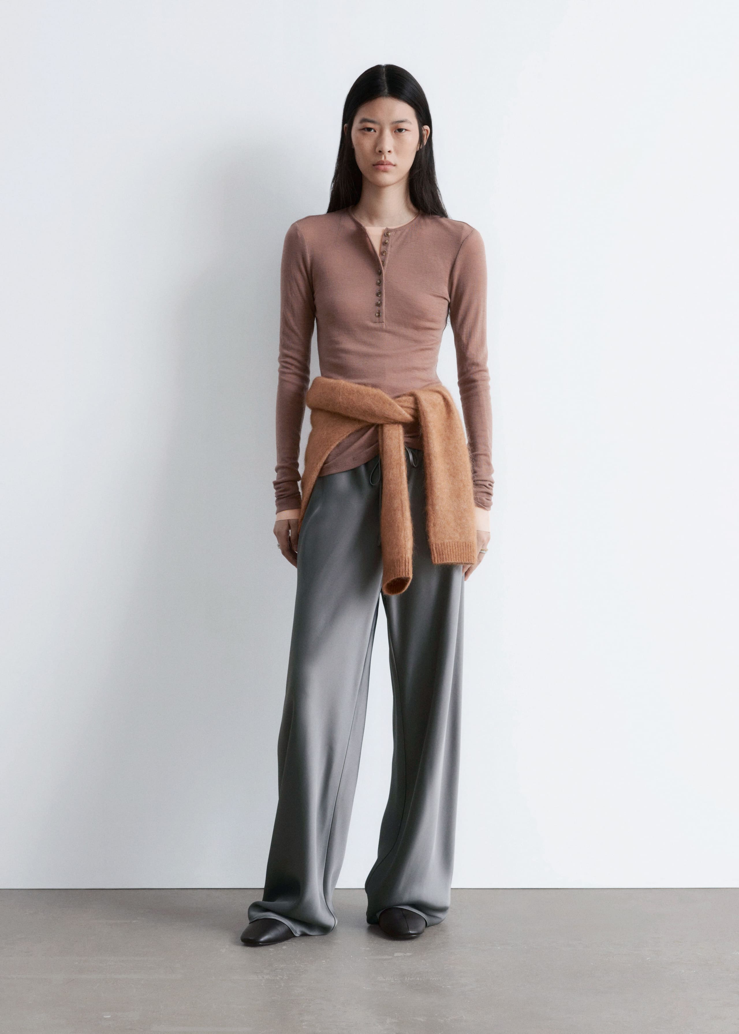 Image of Drawstring Satin Trousers