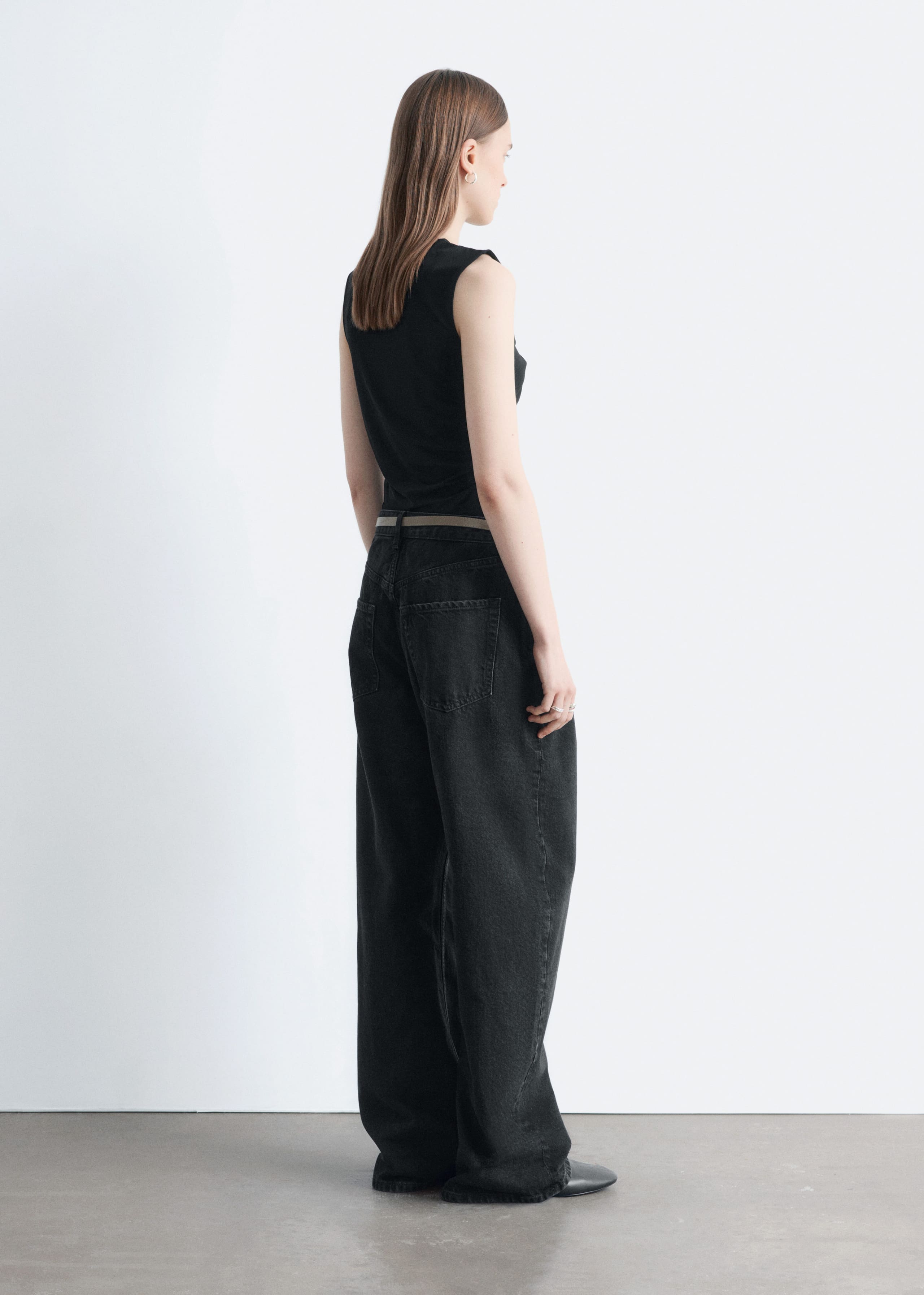 Draped Jersey Top - Black - Lookbook