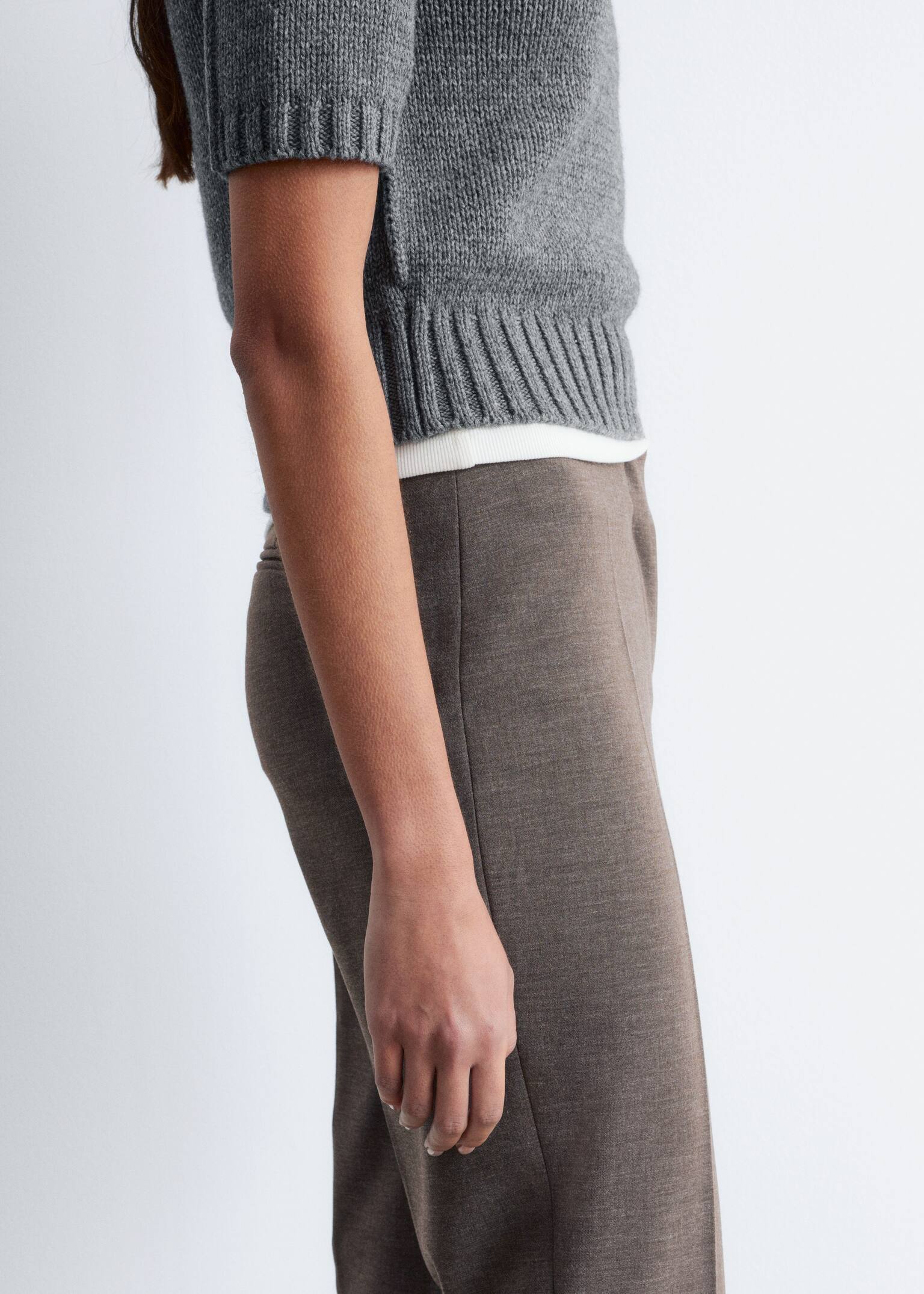 Elegante broek met persvouwen - Greige gemêleerd/Zwart - 6