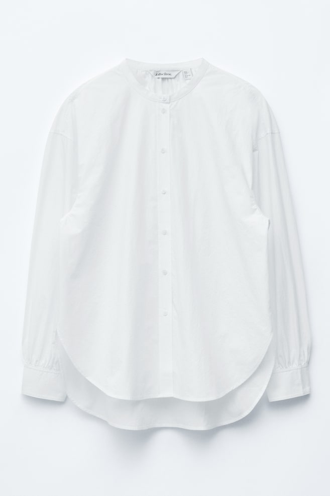 Camisa de algodón de corte holgado - Blanco/Azul/Cuadros/Cuadros negros/Rosa claro - 1