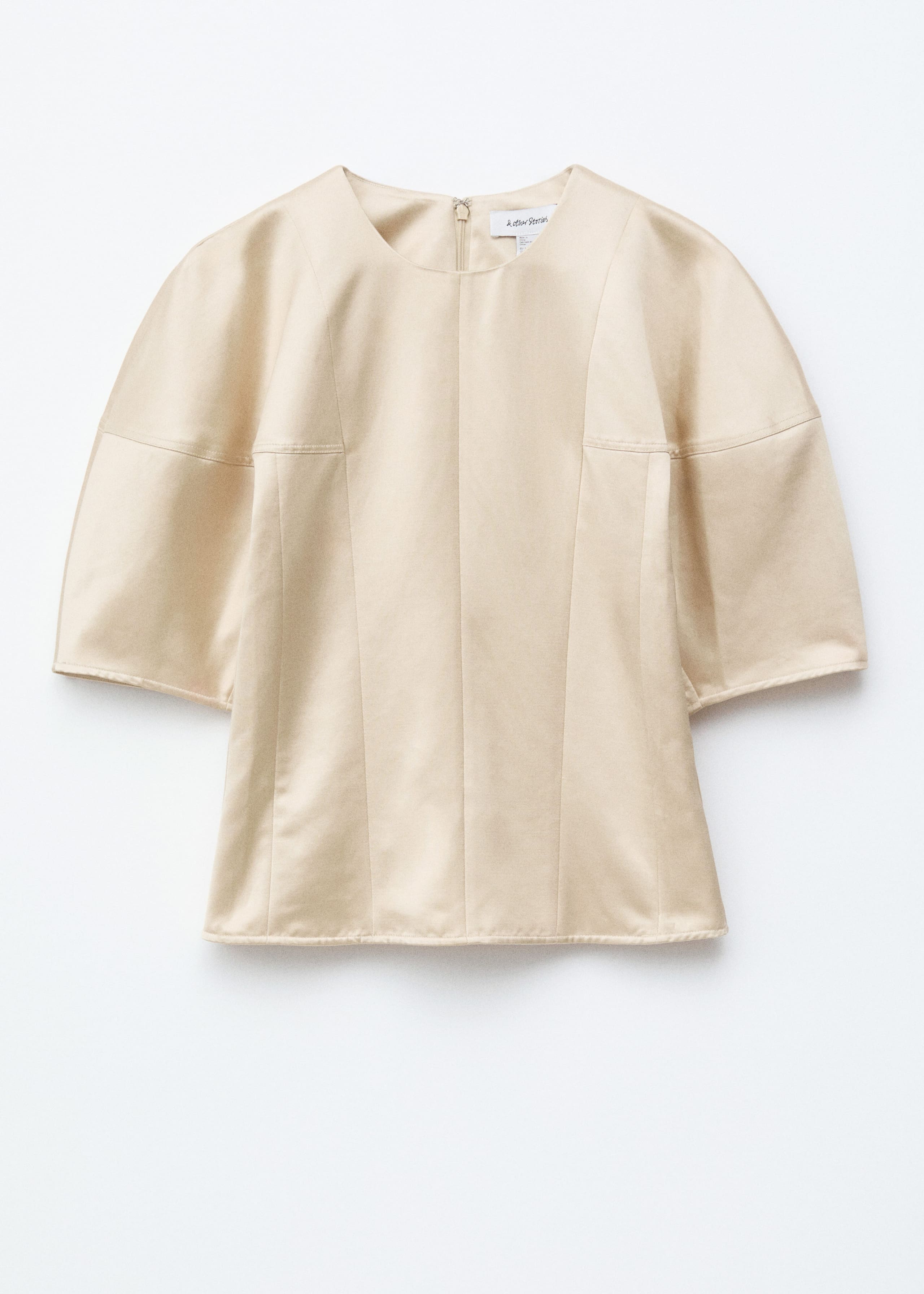 Image of Satin Puff-Sleeve Top